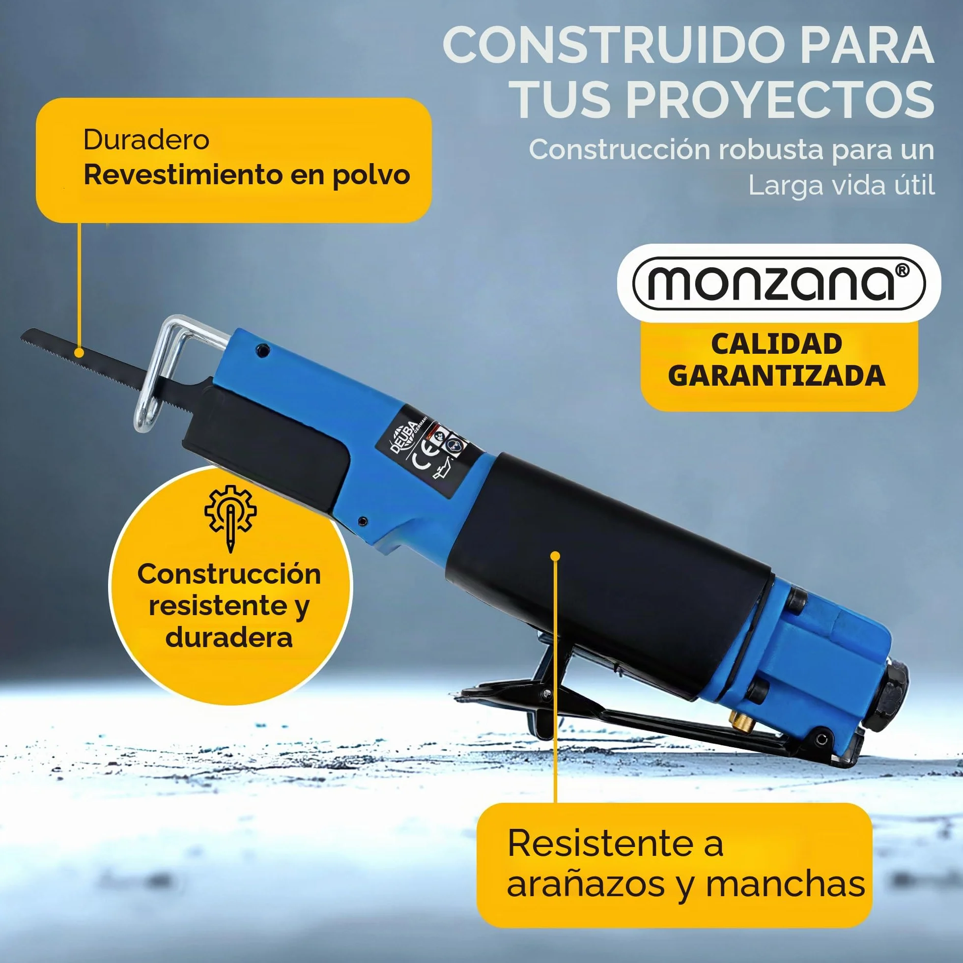 Monzana Sierra Neumática de Aire Comprimido 6 Hojas 2 Llaves Allen 10.000 rpm Mango de Goma Cortadora de Metal