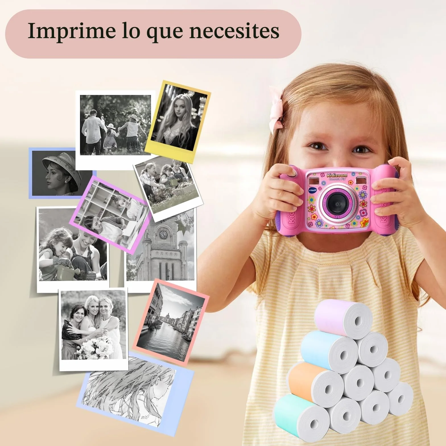 20 Rollos Papeles de Impresora Térmica, Mini Pegatina Imprimible Autoadhesiva, papel térmico para cámara infantil, Compatible Con Todas Las Mini Impresoras Térmicas (57 X 25 mm)