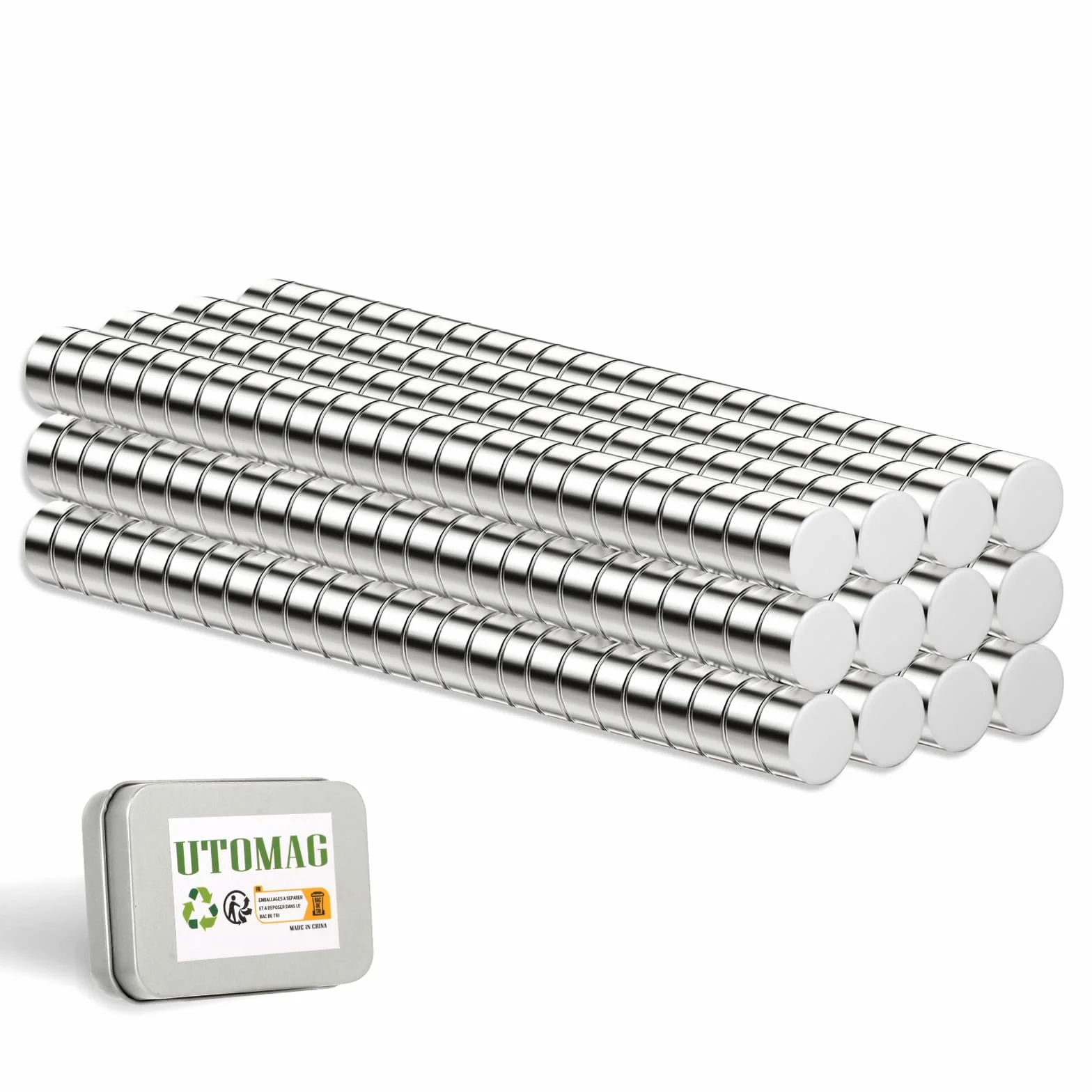UTOMAG 300 Piezas Imanes de Neodimio Fuertes 2x1mm Redondos para Refrigerador Manualidades