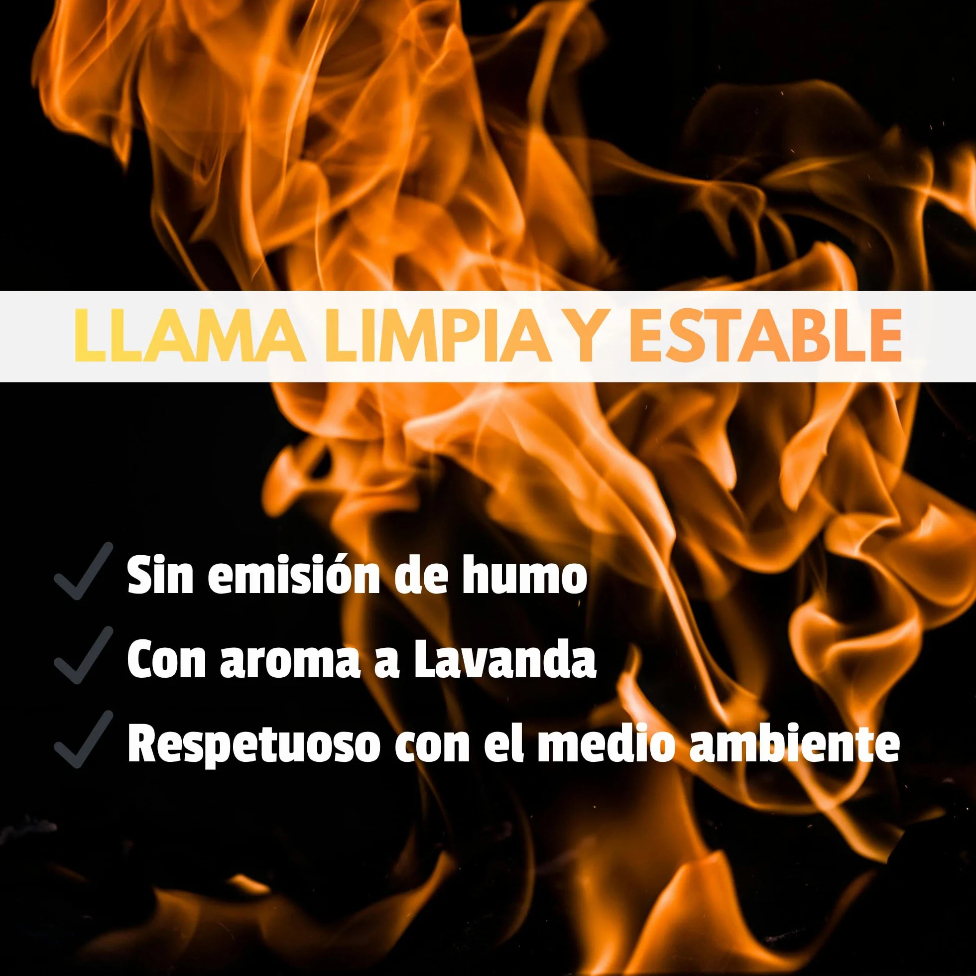 Bioetanol 99,9% Origen Vegetal con Aroma a Lavanda Combustible Limpio Sin Humo Ecológico Renovable 5 litros