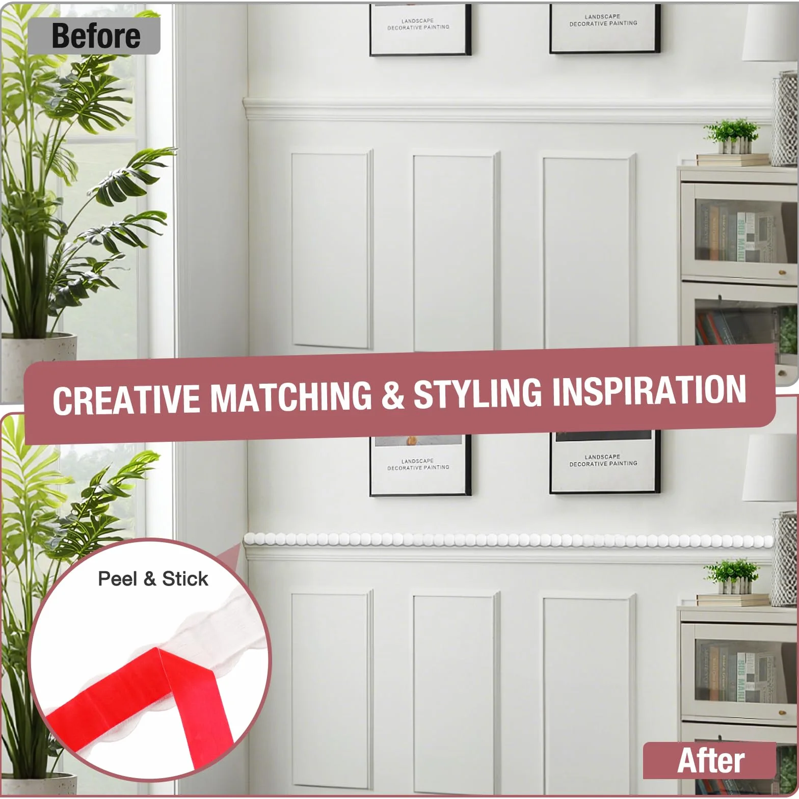 Molduras decorativas pared flexible autoadhesivas tiras para techos azulejos Blanco 15mm×6m