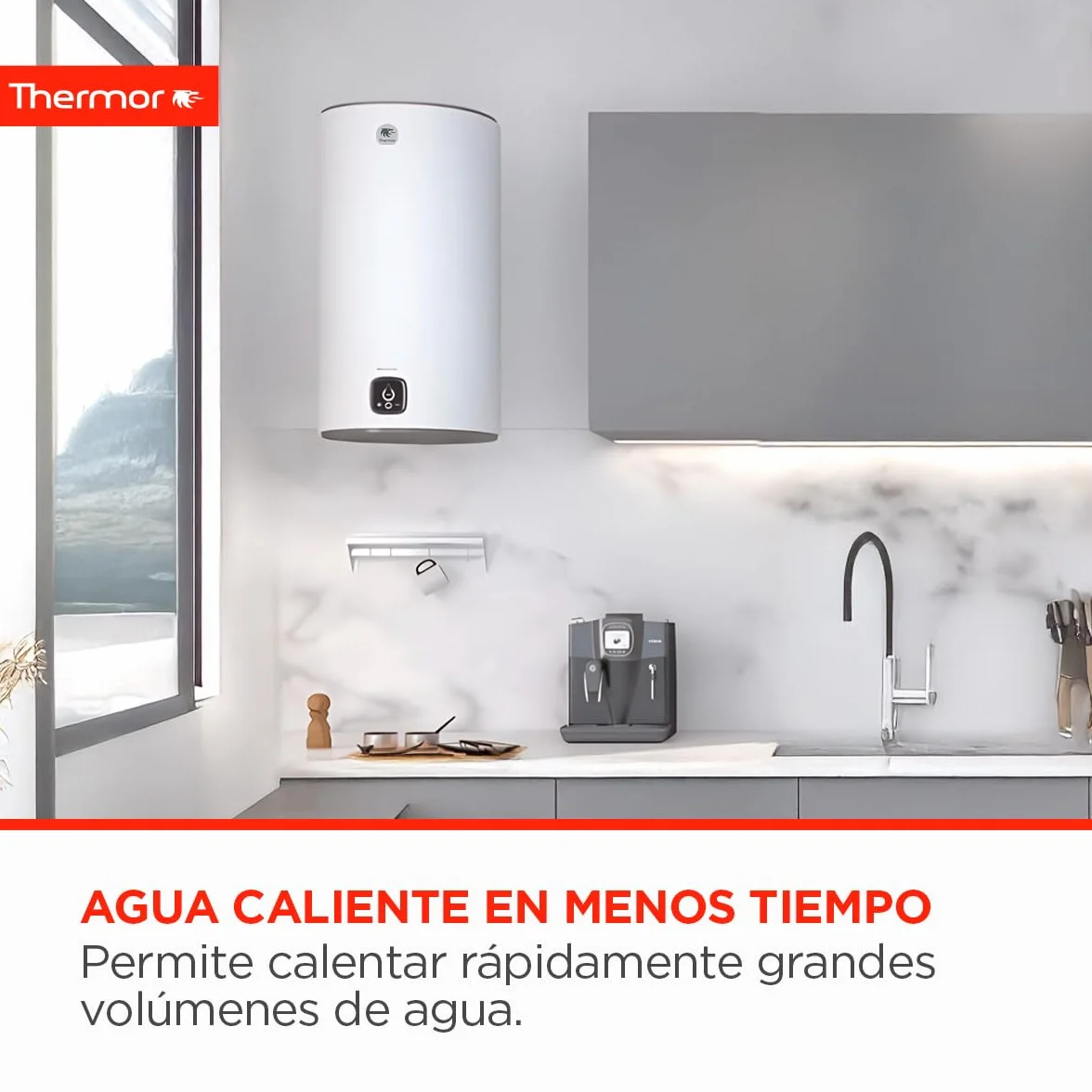Thermor - Termo Eléctrico Ceramics Digital - Calentador de Agua Eléctrico Vertical de 100 L - 1800W - Resistencia Cerámica Antical - Fácil Instalación - Fabricado para instalación en España