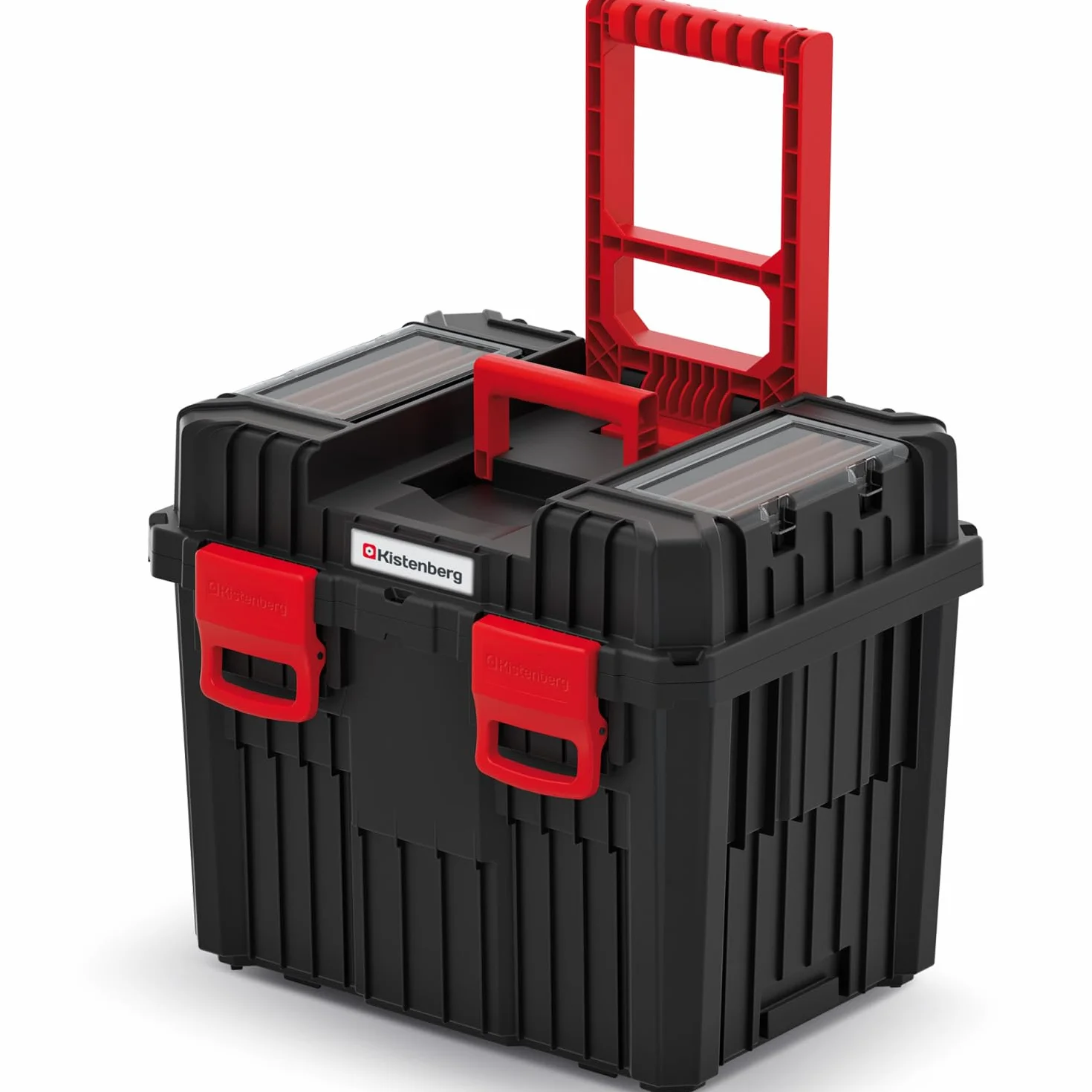 Kistenberg Caja de herramientas con ruedas para taller, con cierres de sujeción, estructura de pared reforzada modular (con cierre de plástico), Colores negro y rojo, 45 x 36 x 64 cm