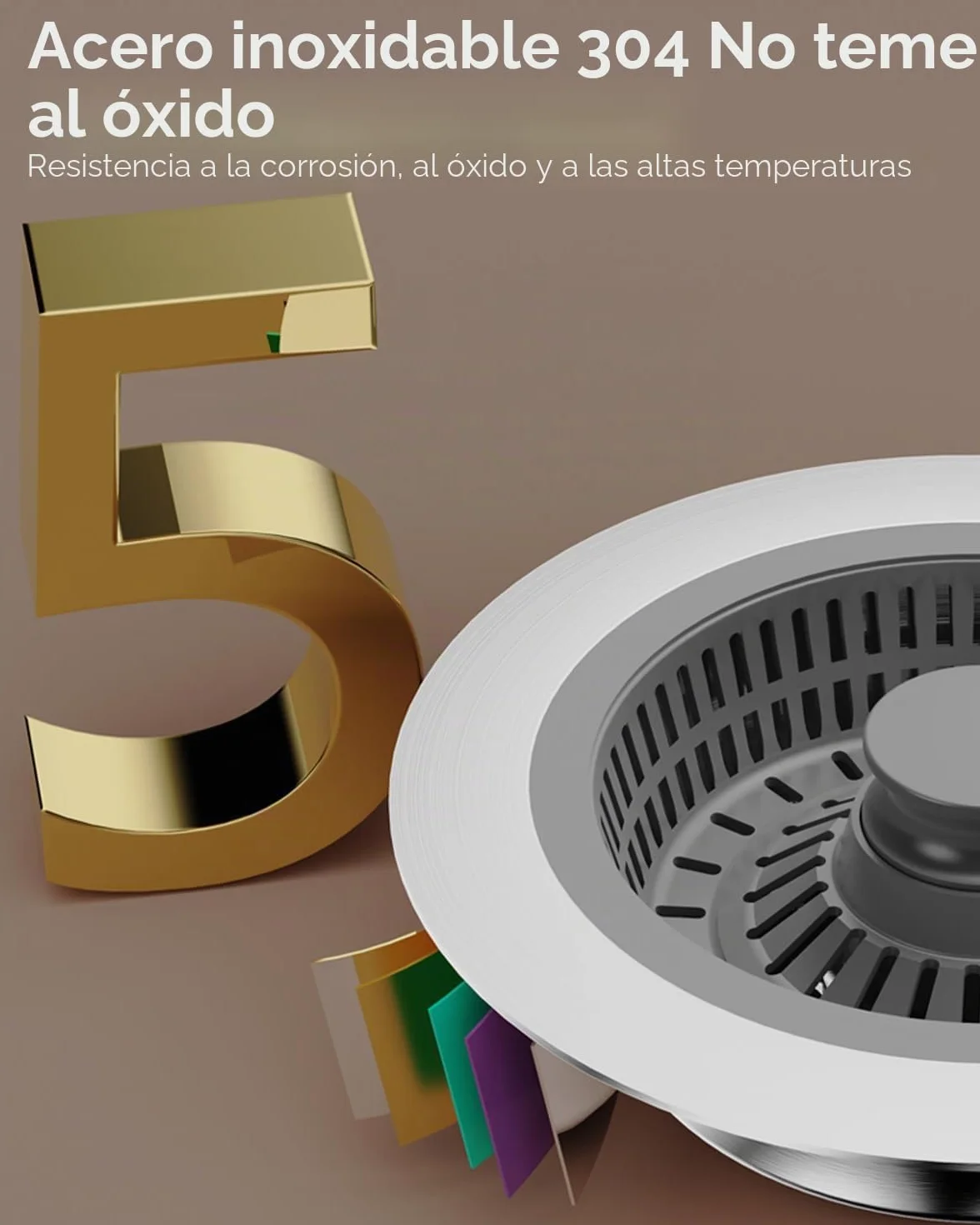Tapon Fregadero Cocina y colador Fregadero combinación, 3 en 1 de Acero Inoxidable Accesorios Cocina para desagües, Protectores Ideales para Tapones Fregadero Cocina