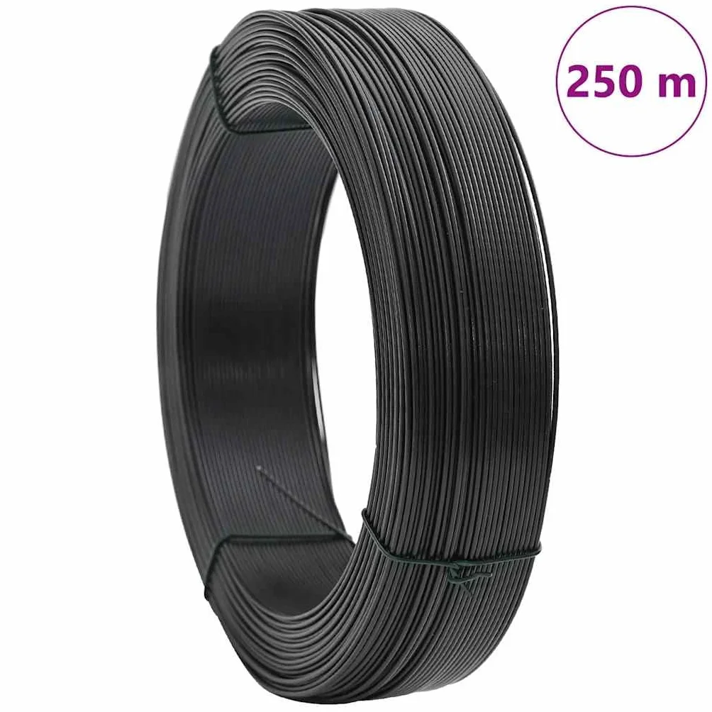 vidaXL Alambre para Atar Vallas Acero Bricolaje Accesorios Articulos para Vallado Cercado Rejas Estabilidad Firmeza Gris Antracita 250m 2.3/3.8mm