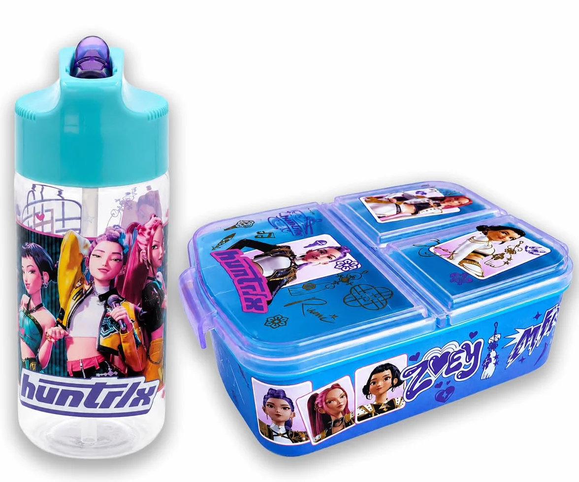 MARUKATSU Kpop Set Sandwichera Infantil con Compartimentos y Botella 410ml