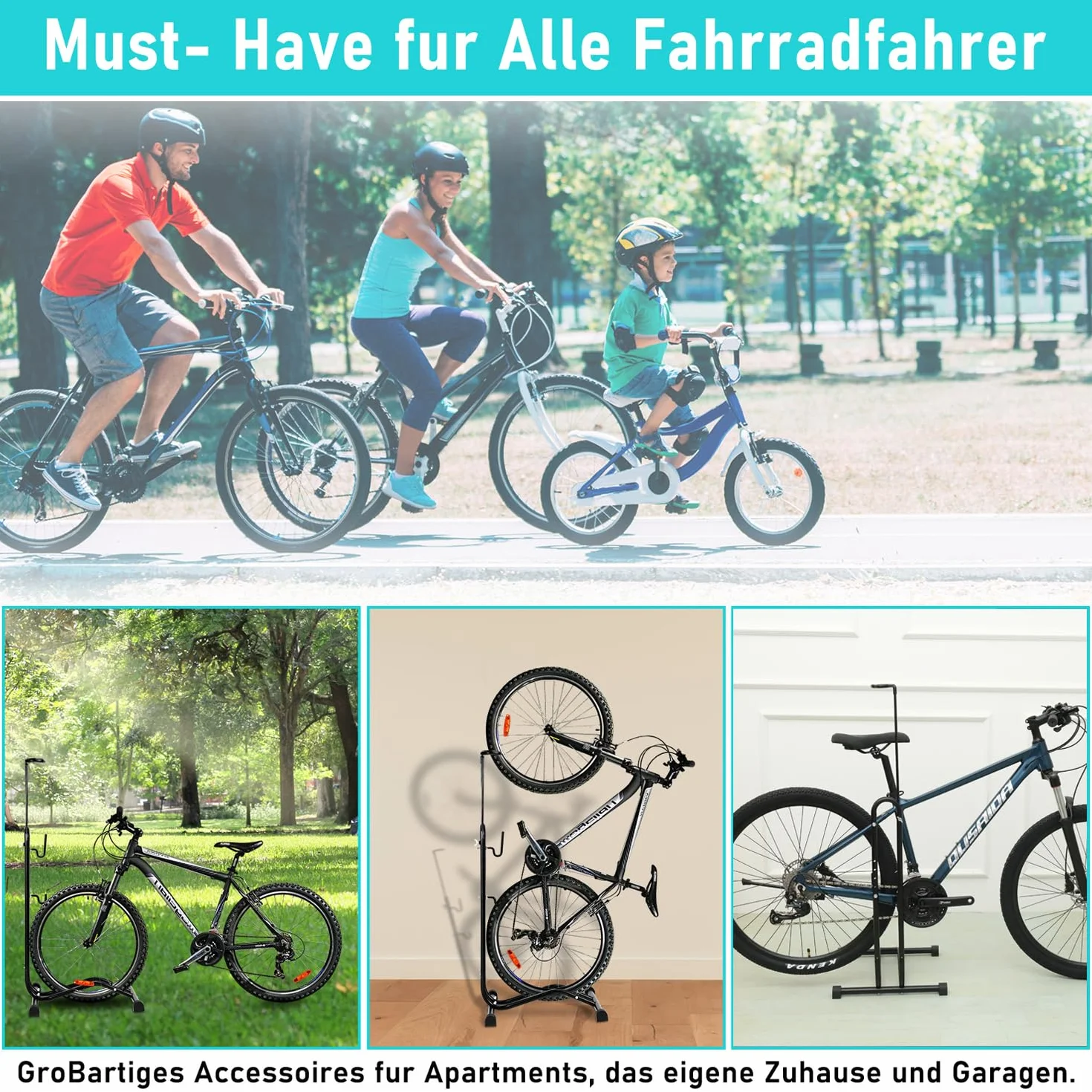 Soporte para bicicletas 3 en 1, suelo de 20 a 27,5 pulgadas, soporte de mantenimiento para bicicletas horizontal y vertical, altura ajustable, adecuado para rueda delantera o trasera, 42,5
