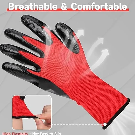50 Pares Guantes de Trabajo,Guante Trabajo Hombre y Mujer,Guantes Recubrimiento de Naylon PU,Guantes Antideslizantes,Guantes Jardineria,Guantes para Industria Protección Mecánica e Industrial