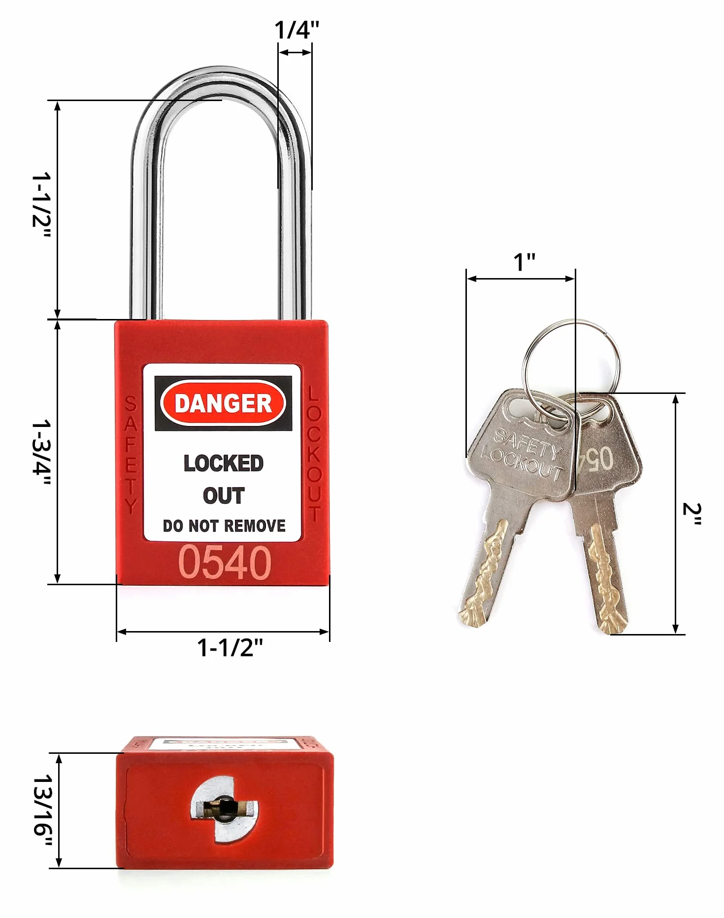 QWORK® Candado de seguridad rojo para bloqueo y etiquetado, 10 paquetes candados con 20 Clave, 38mm Steel Shackle