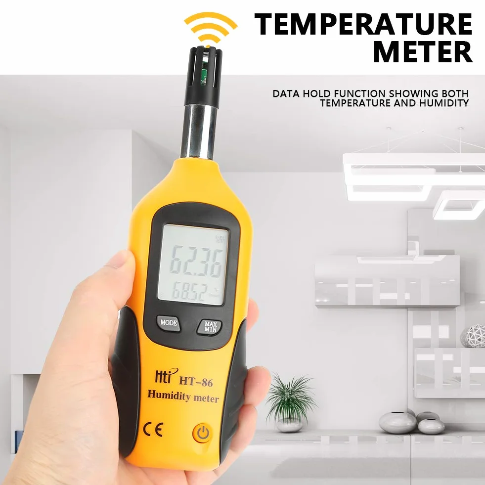 HT-86 Medidor Digital de Humedad y Temperatura. Termómetro e higrómetro multifunción, con Bulbo húmedo/Punto de rocío, para Uso Diario e Industray