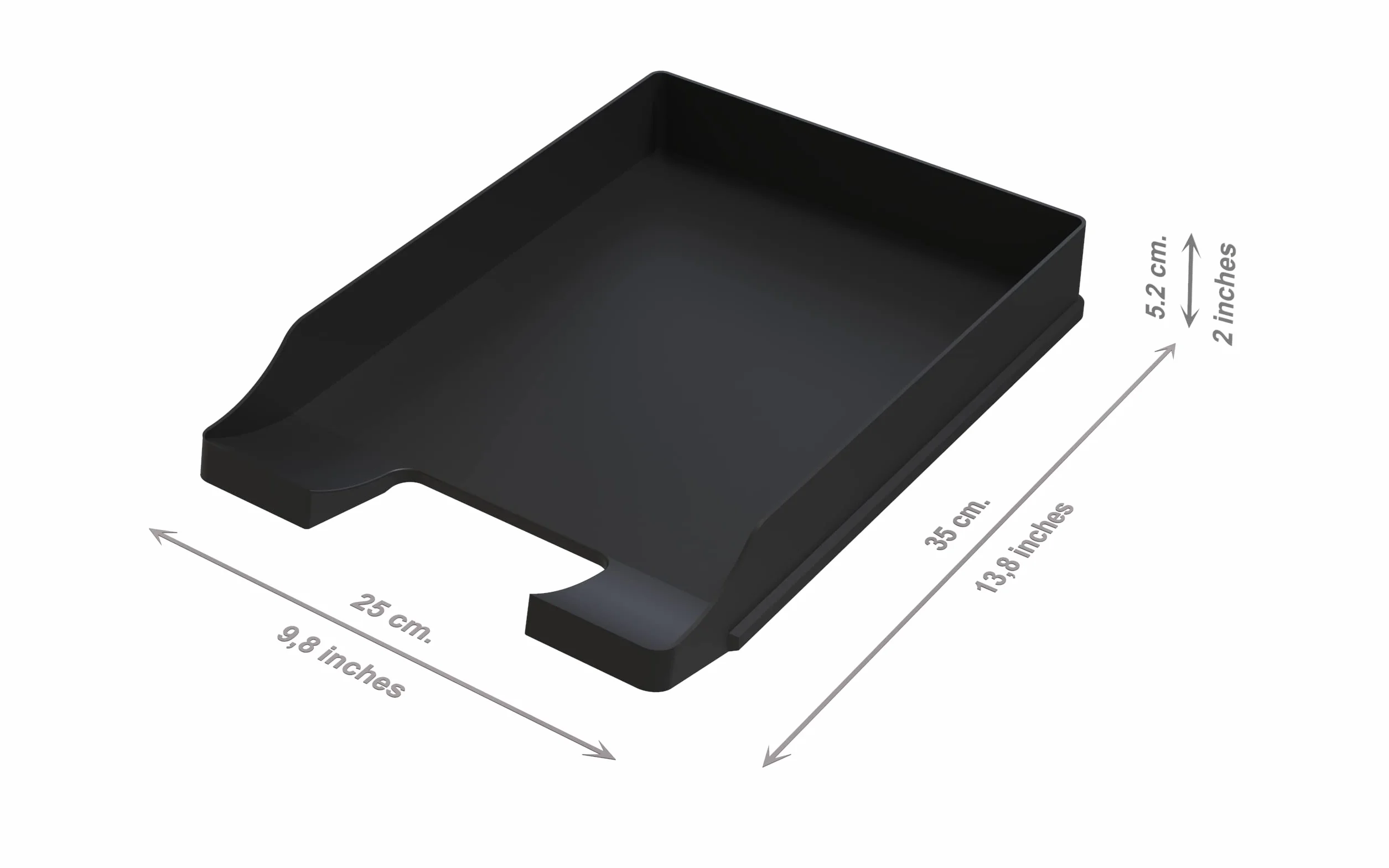 Detectalia Set de 20 Bandejas Portadocumentos A4 Negro Apilable Organizador Escritorio Plástico 35x25x5,2 cm