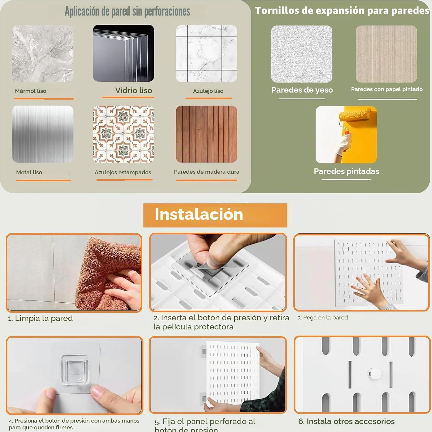 Kit de combinación de 4 piezas de tablero de clavijas, organizador de accesorios con contenedores, estantes y ganchos