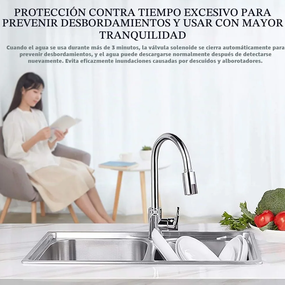 Grifo de lavabo de baño sin contacto con sensor automático, adaptador de sensor infrarrojo inteligente sensible, grifo mezclador