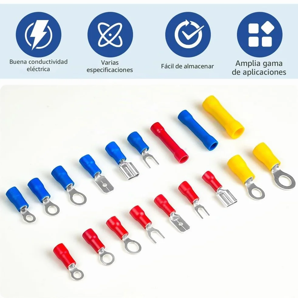 Terminales Eléctricos 300 Piezas 18 Tipos 0.5-16 mm² Aislados Caja Engarzar