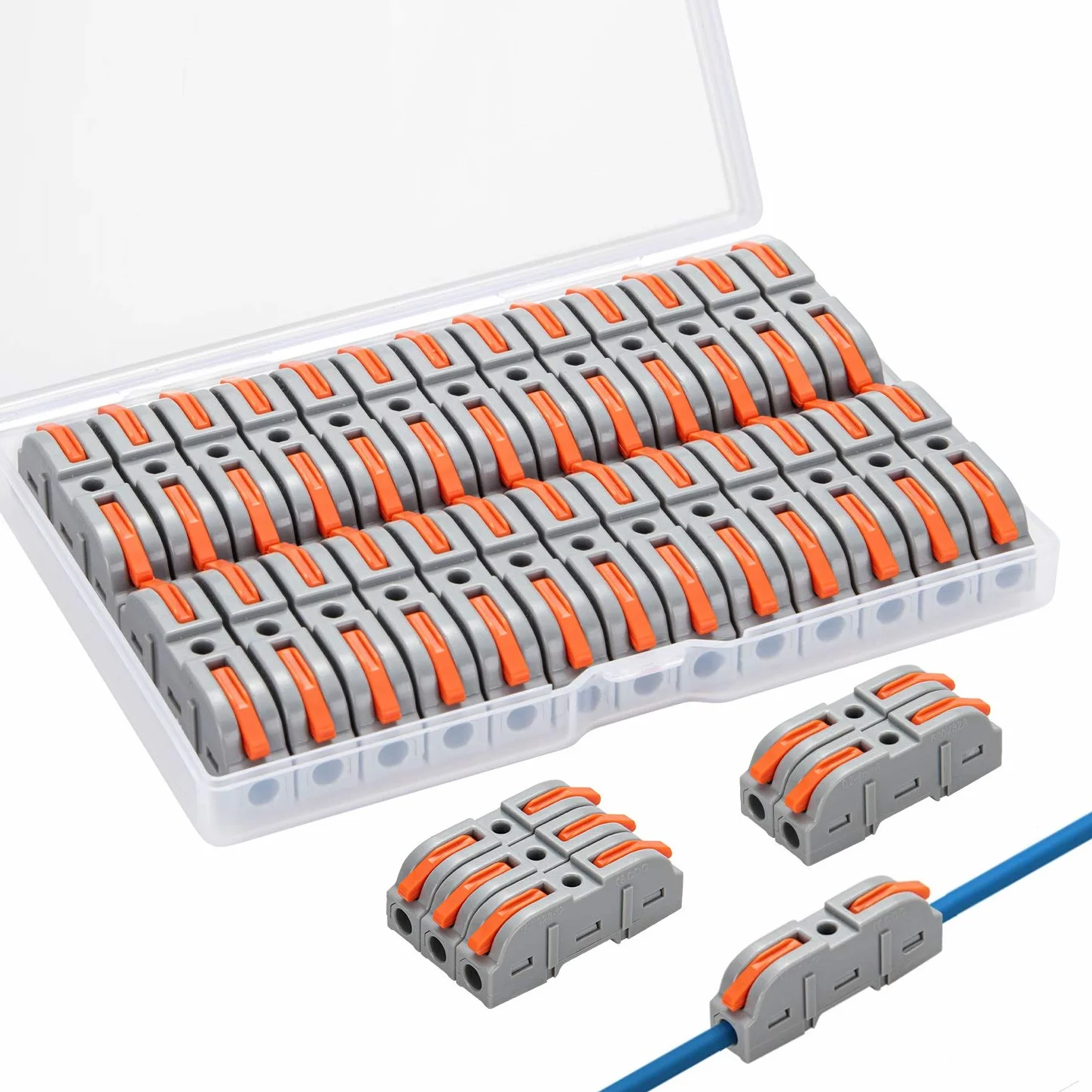 Conectores Eléctricos Rapidos con Palanca, Bornes de Conexion, 1-Cable 2-Vías y se Puede Combinar Libremente, 26 Piezas