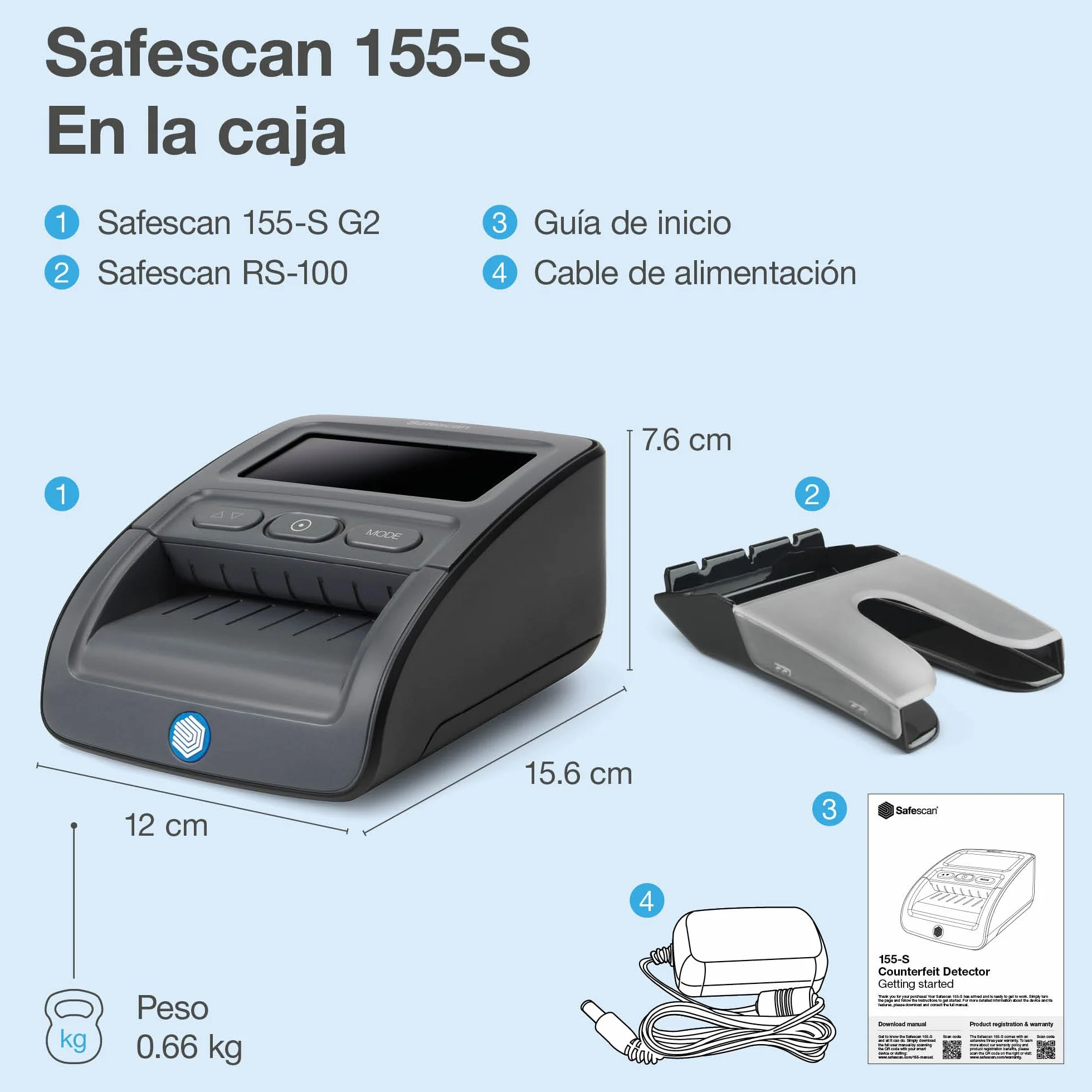 Safescan RS-100 Apilador recoger billetes verificados detector billetes falsos extraíble fija Safescan 155-S