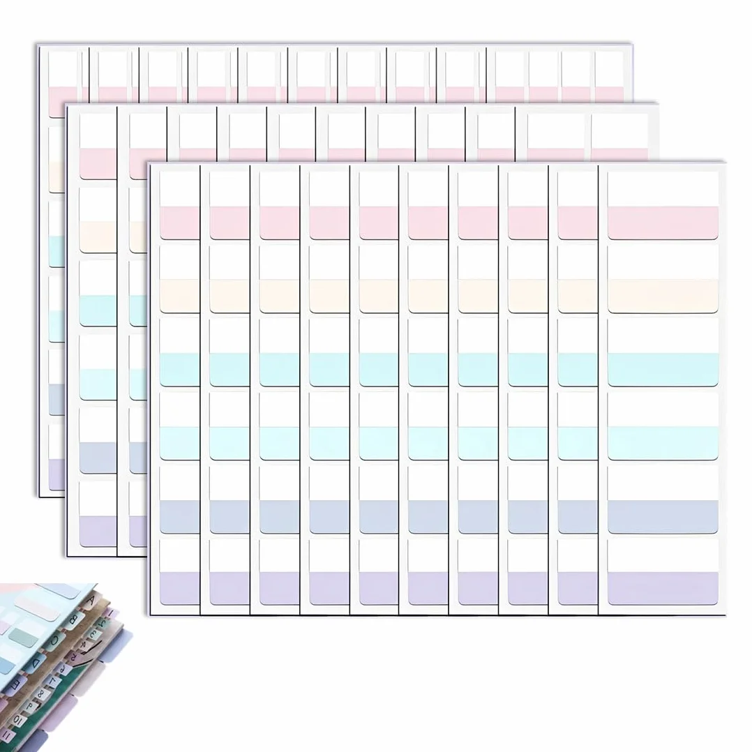 MKEAWUU Marcapaginas Adhesivos 420Pcs 3 Tamaños, Índices Autoadhesivos Para Escuela Y Oficina, 6 Colores