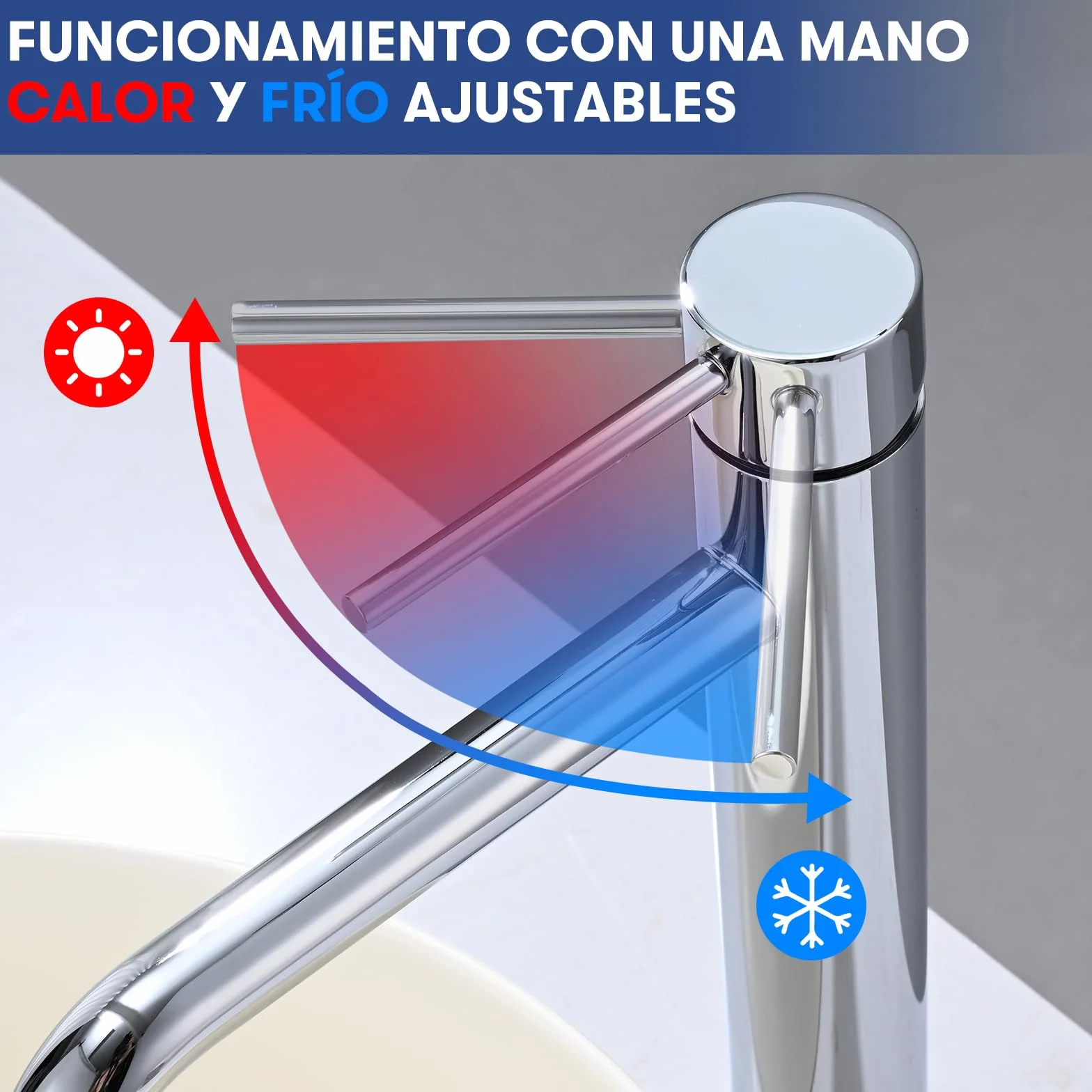 Grifo Lavabo Alto, BuntHaus Grifo Monomando Lavabo Agua Fría y Caliente, Grifos para Lavabo de Encimera, Grifos Mezclador de Baño de Acero Inoxidable 304, Aireador Extraíble, Sin Plomo, Cromado