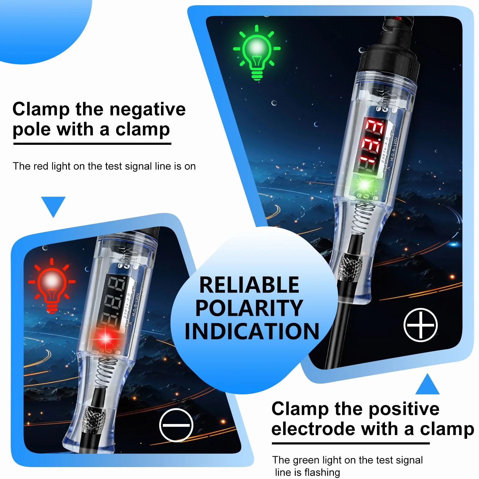 Probador de fusibles y kit de fusibles de coche (2.5-32 V, con pantalla digital LED y indicador luminoso)