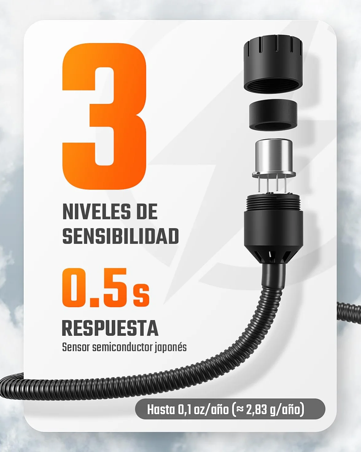 TOPTES RT-389 Detector de Fugas de Refrigerante Recargable, 3 Modos de Sensibilidad, Freón, CFC HCFC HFC HFO HC, Naranja