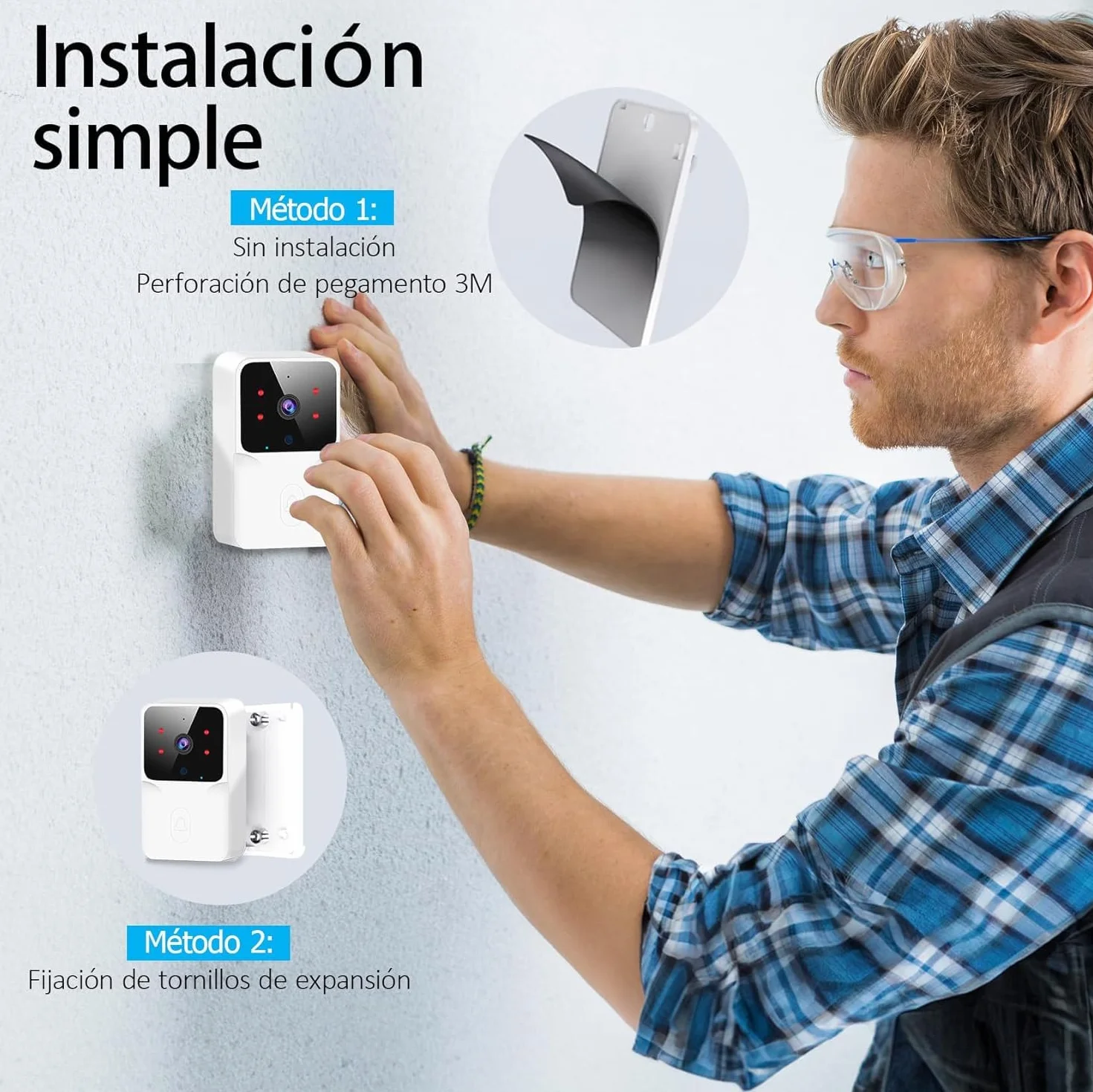 Videoportero Inalámbrico HD1080P Visión Nocturna IP66 Intercomunicación WiFi Control por App