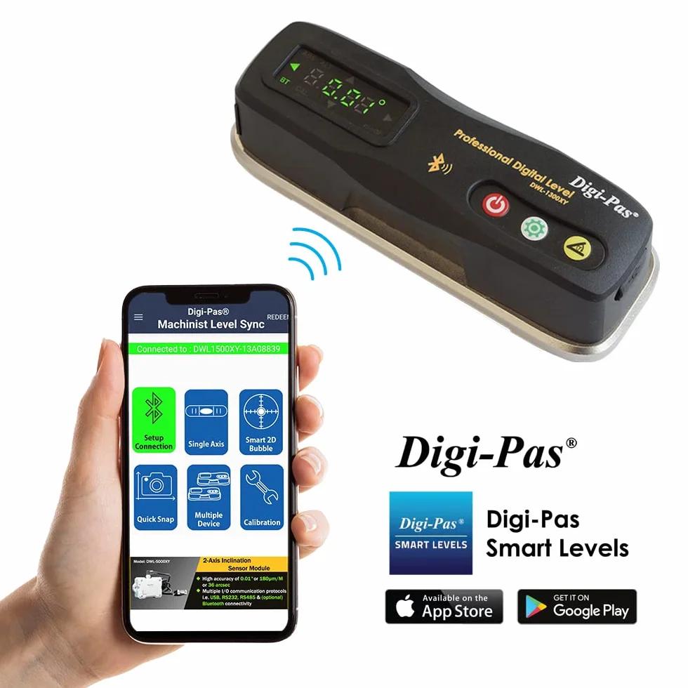 Digi-Pas DWL1300XY - Bluetooth de 2 ejes de precisión (0,2 mm/m)
