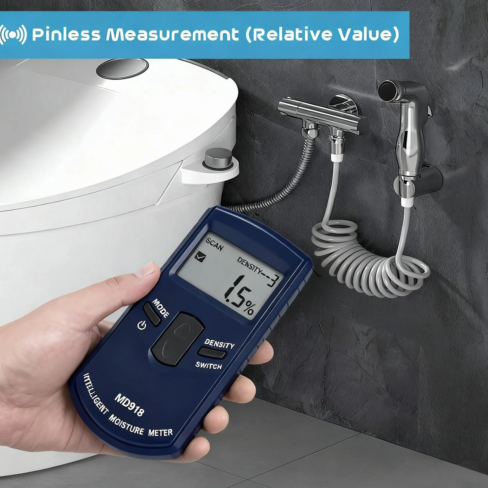 Medidor de Humedad Digital de Pared, Detector de Humedad para madera sin Pin, rango de medición 4% ~ 80% HR, resolución 0,5%, para mampostería, madera, hormigón, soleras y yeso