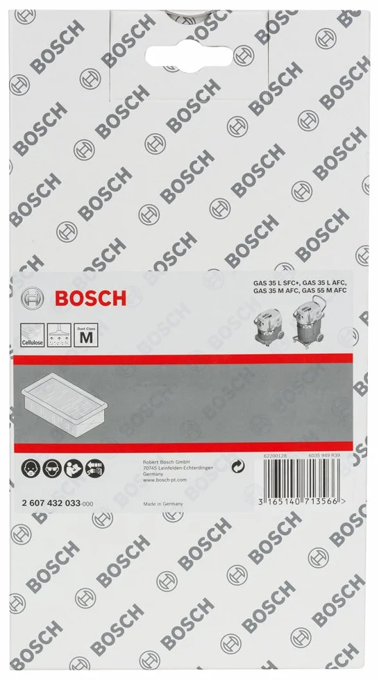 Bosch 2 607 432 033 - Filtro de pliegues plano de celulosa - für GAS 35-55 (pack de 1)