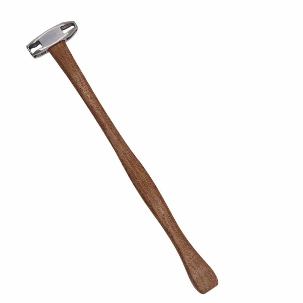 Whychstore Martillo de percusión de acero inoxidable para reparación de chapa, cabezales bilaterales con mango ergonómico de haya, diseño hueco ligero para un trabajo de carrocería sin costuras