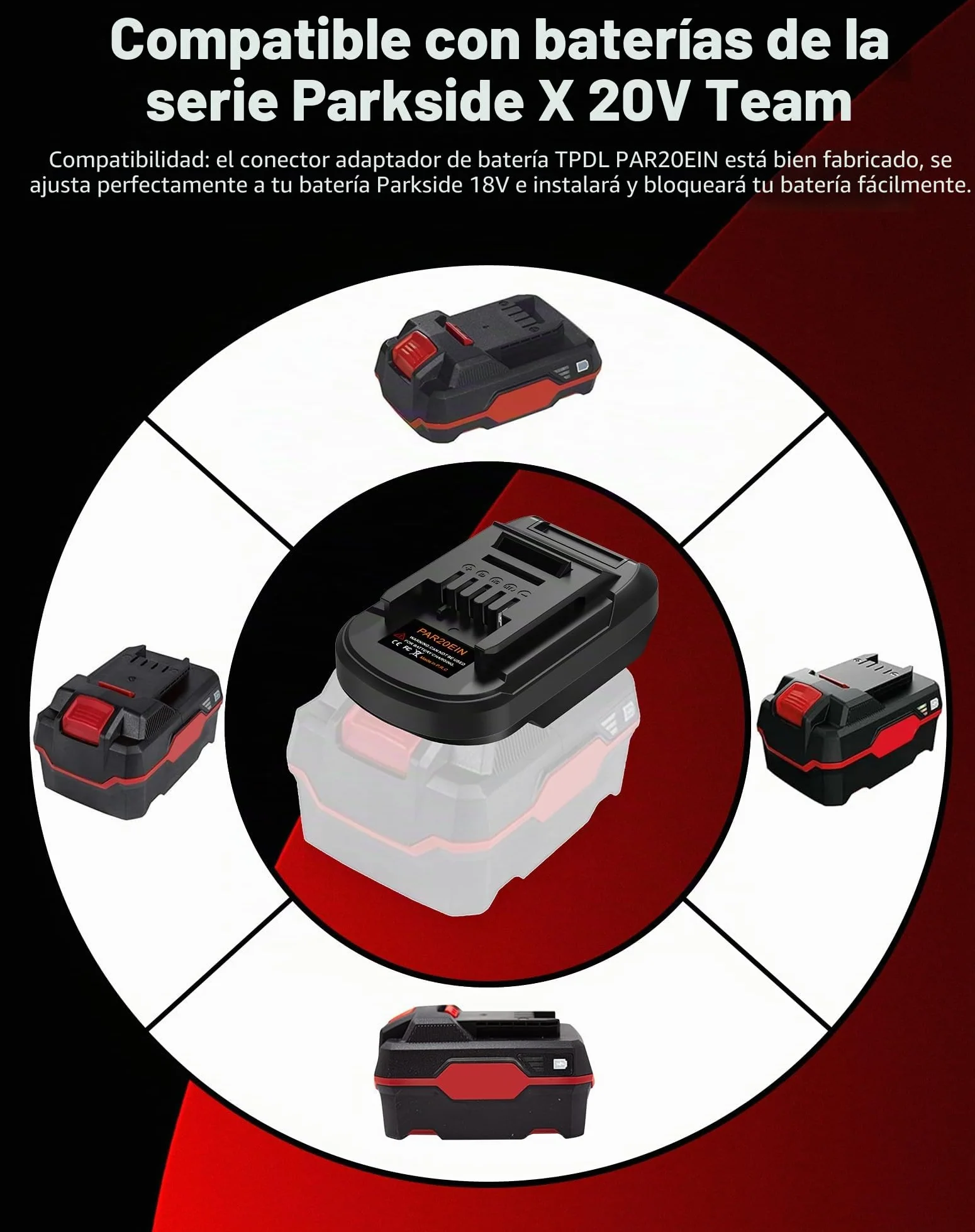 Adaptador de batería Parkside a Einhell, para adaptador de batería Parkside a Einhell, se adapta a baterías de litio Park.side de 20 V, uso para herramientas eléctricas inalámbricas Ein.hell de 18