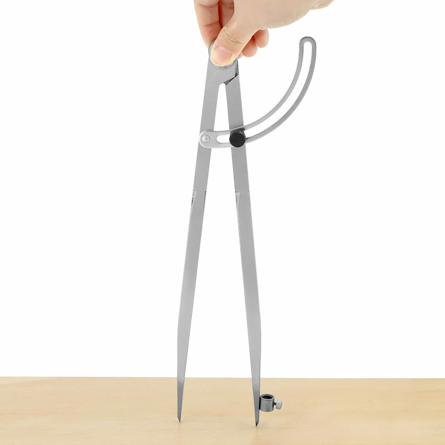 Compás ajustable 300 mm, brújula de marcado con ala de bloqueo, portalápices, para carpintería y metalurgia
