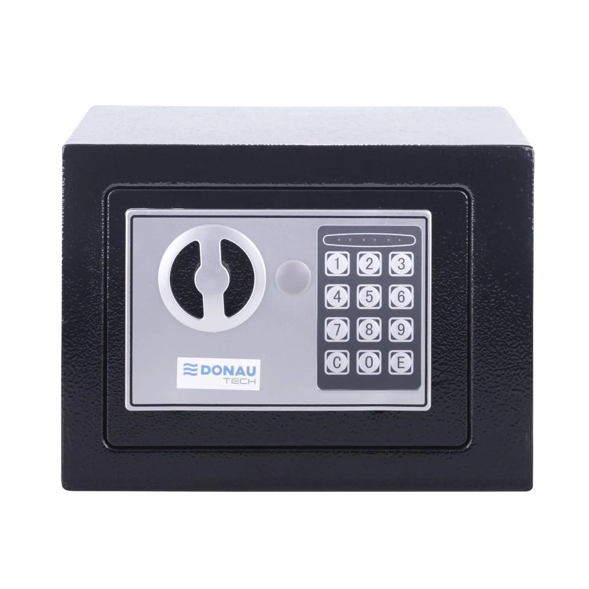 Caja fuerte digital DONAU TECH Mini 4,6L / 23 x 17 x 17 cm/Caja fuerte electrónica manual-digital pequeña para muebles/con contraseña digital y 2 llaves de seguridad/Negra