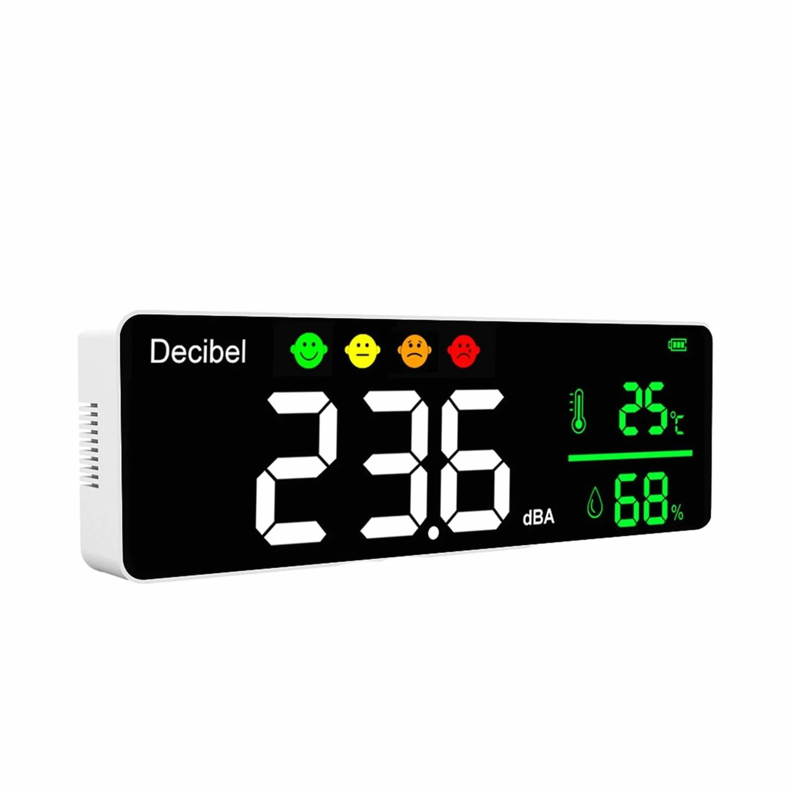 Medidor Decibelios, Instrumento de medición de ruido, medidor de sonido Digital con decibelios, medidor de temperatura, medidor de humedad, Detector 3 en 1, probador montado en la pared interior