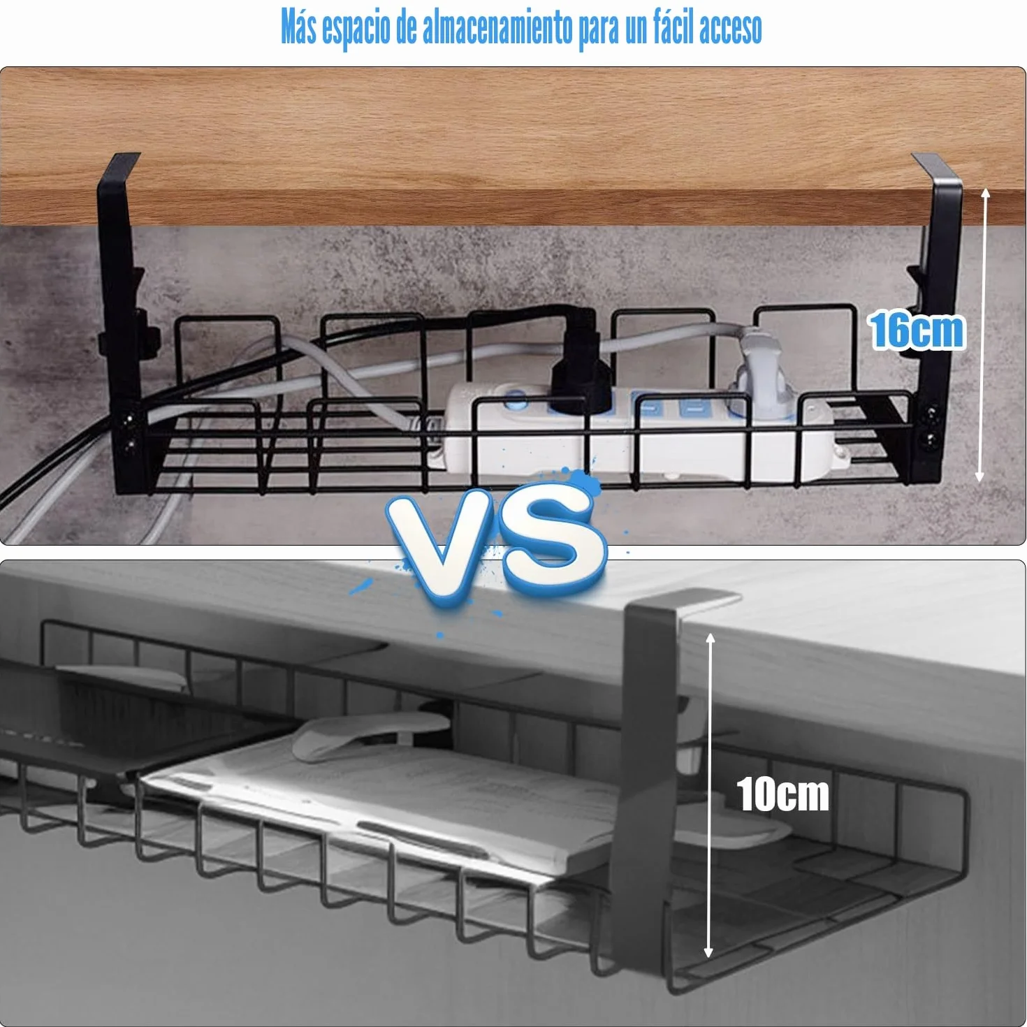 Bandeja de Gestión Cables Debajo Mesa Escritorio Gaming,Organizador de Cables,Accesorios para Almacenar y Esconder Cables, Regleta de Soporte para Ordenador,Oficina (1 Piezas)