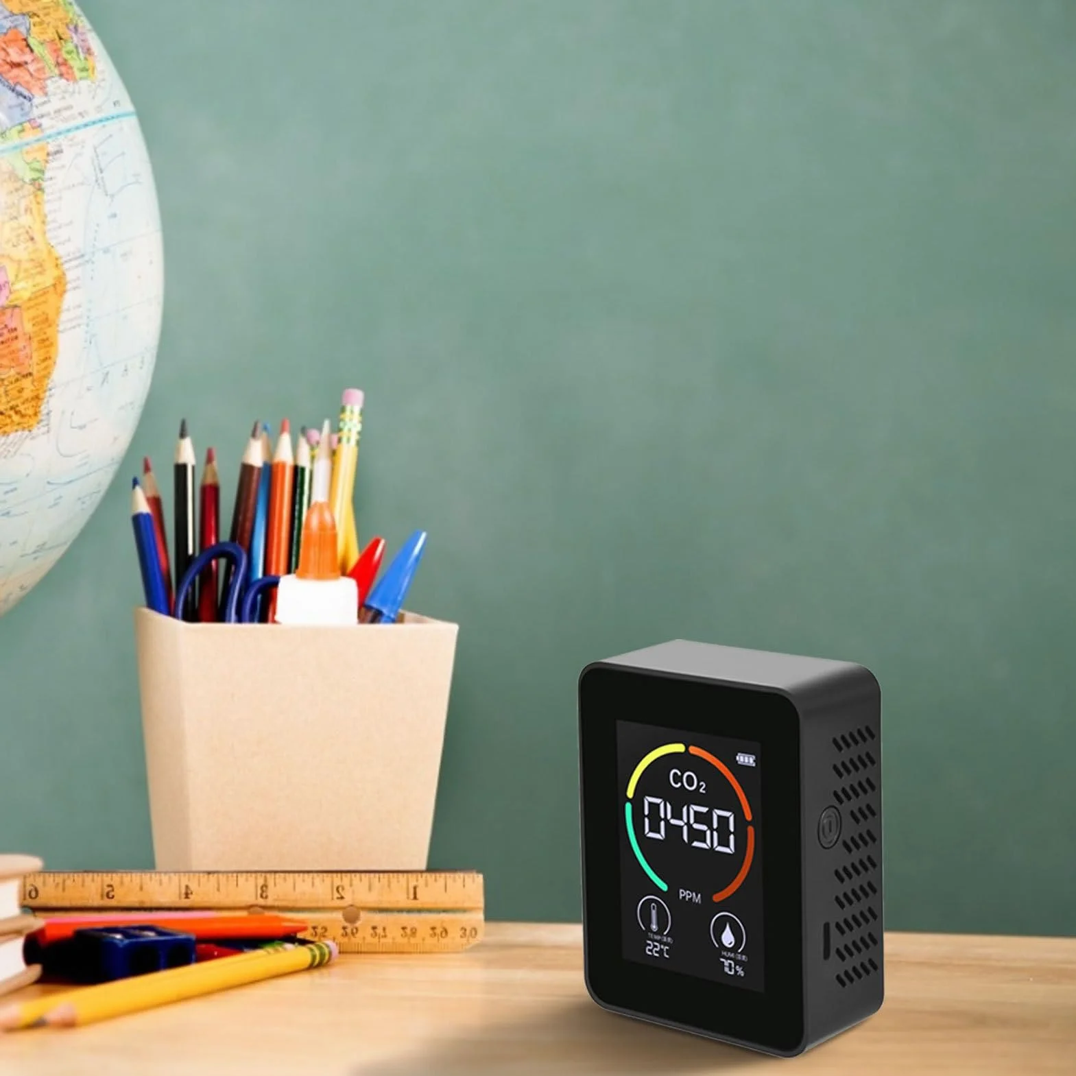 Detector de dióxido de carbono | Medidor de dióxido de carbono de mesa de | temperatura y humedad, analizador de aire de temperatura y humedad, medidor digital de para el hogar y viajes en