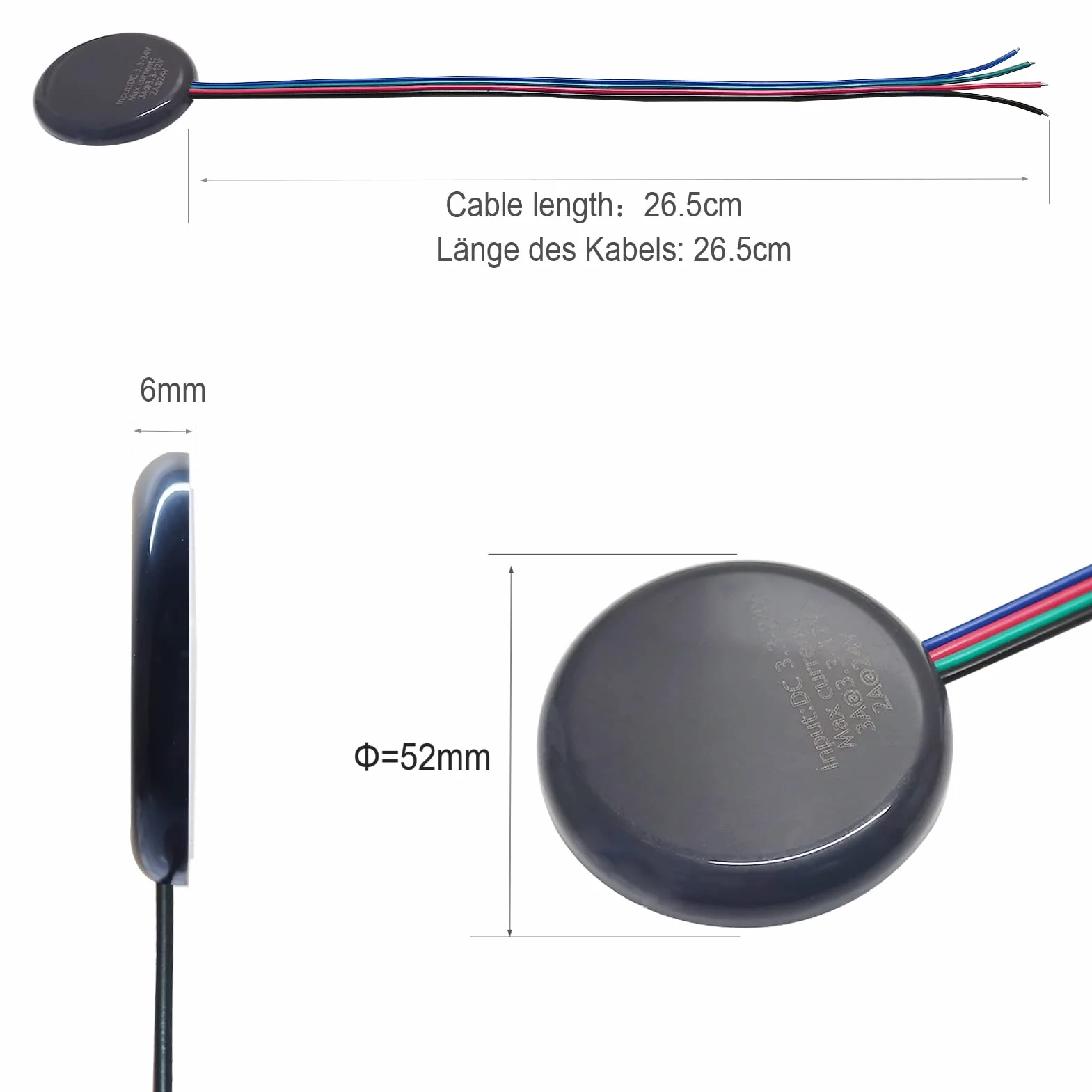 STBTECH Interruptor táctil regulador LED 12V, DC 3,7-24V 3A Para barra luminosa LED Smart Home, Penetra la madera, el vidrio, etc. Montaje oculto Sin agujeros necesarios (gris oscuro)