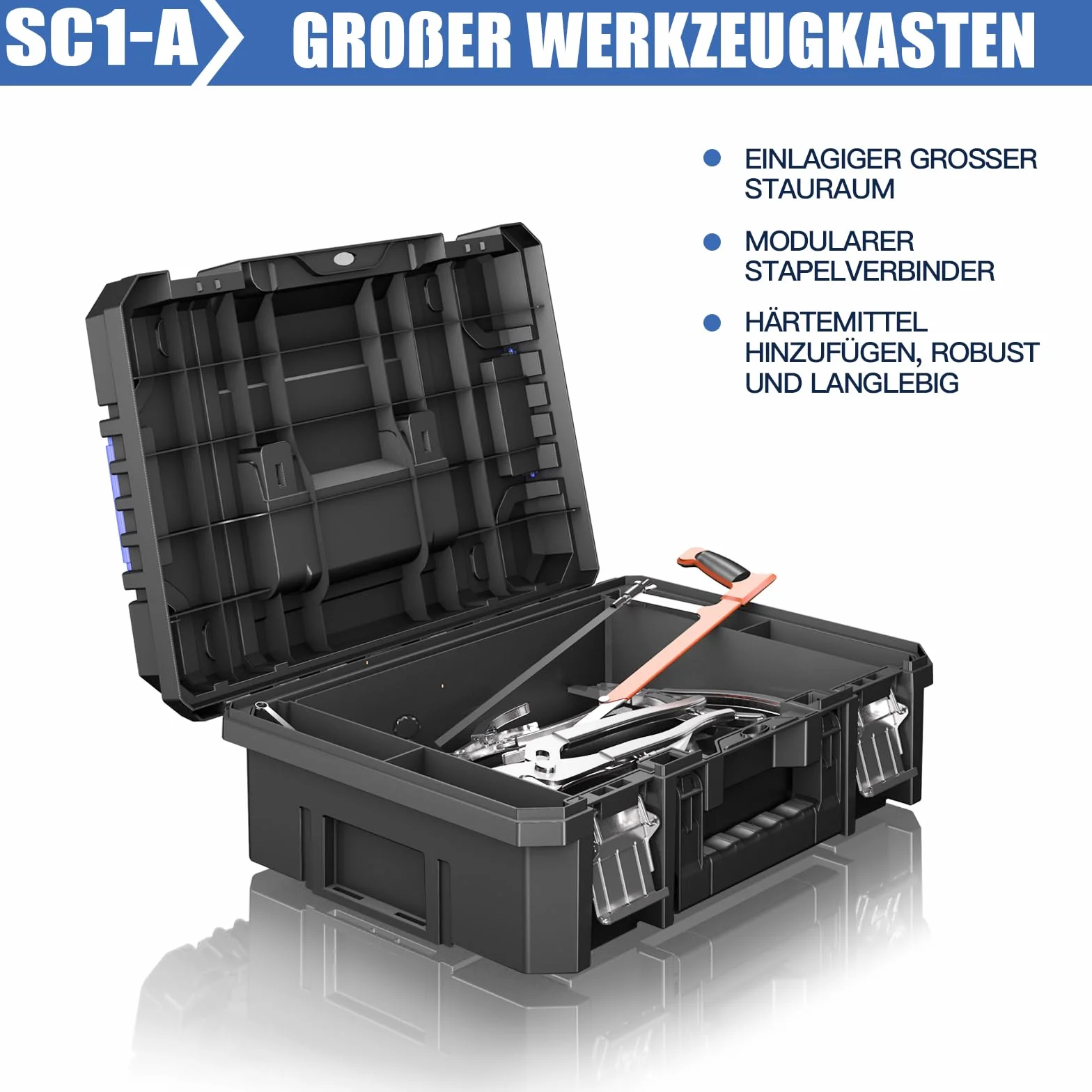 Caja de herramientas de 5 capas vacía con ruedas, modular, caja de herramientas apilable, caja de herramientas portátil vacía con cajón, resistente y duradera, para garajes, reparaciones domésticas