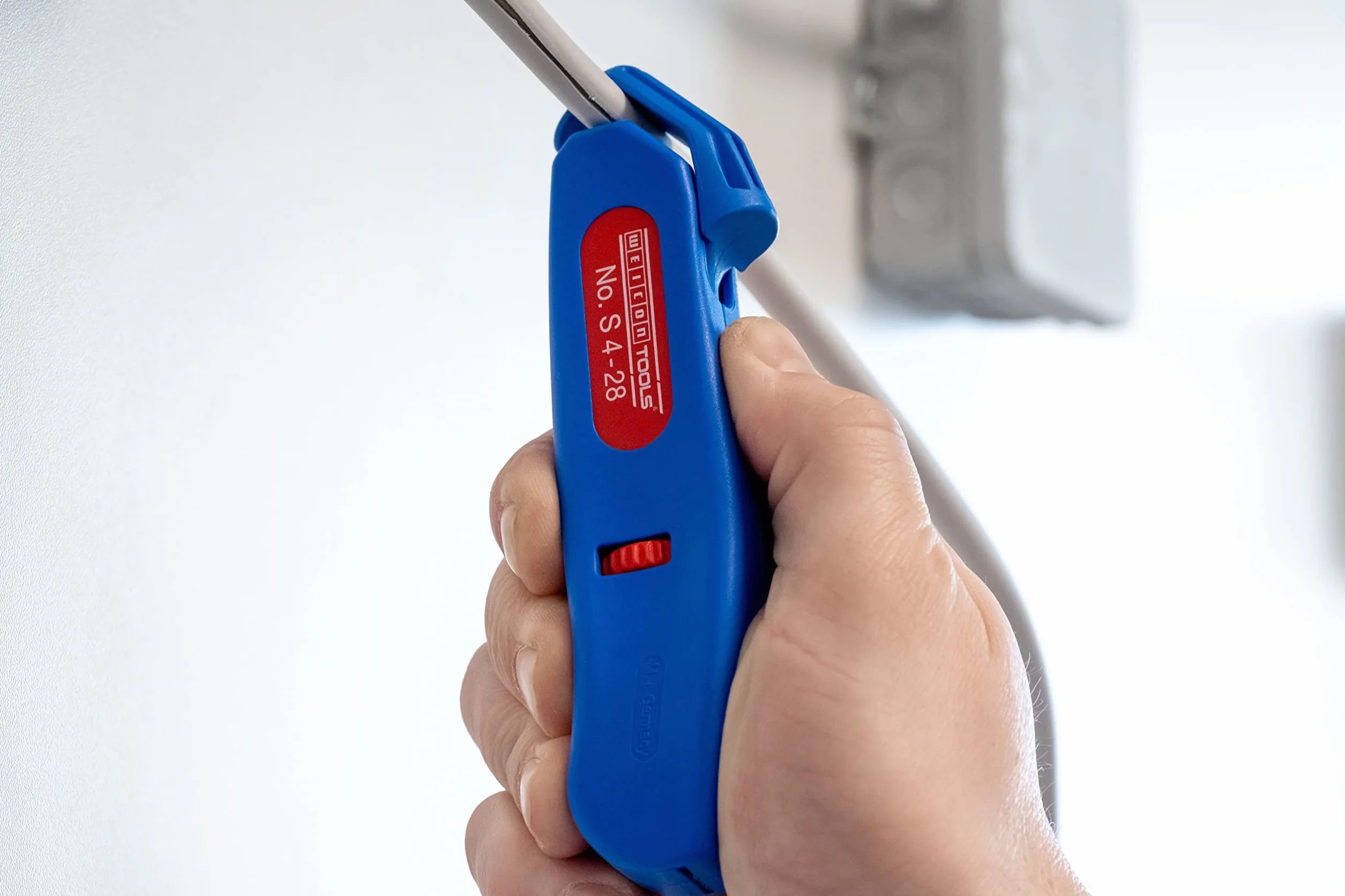 WEICON TOOLS Pelador de Cable No. S 4-28, pelacables para cables de 4-28 mm, con cuchilla de gancho retráctil, made in Germany