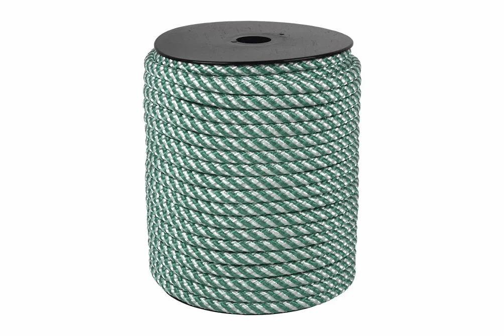 Cofan Carrete de cuerda trenzada helicoidal | Medidas desde Ø 6 mm hasta Ø 16mm | Rollos de 50, 100 y 200 metros | Color blanco/verde