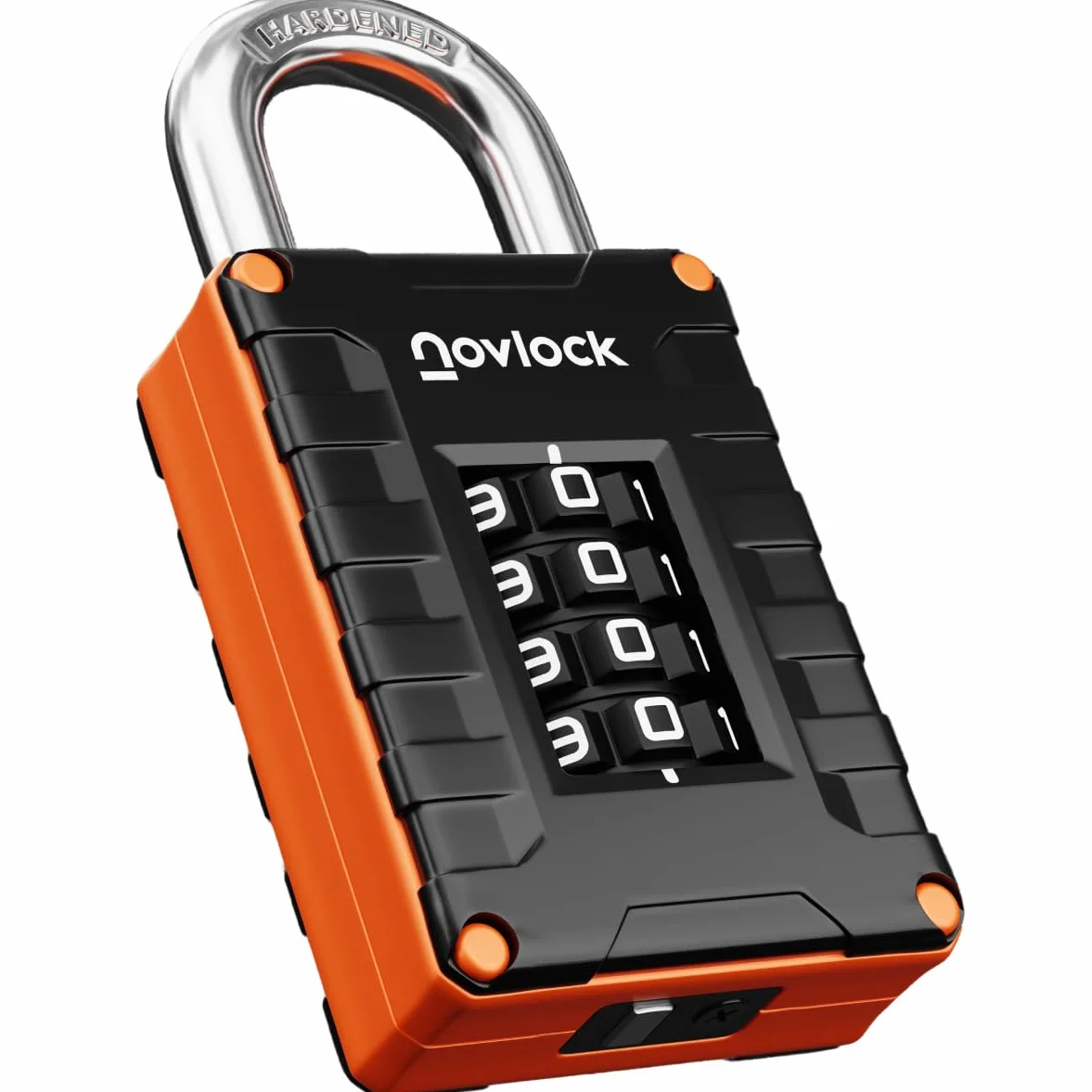 Candado de combinación para taquillas de gimnasio, escuela o trabajo, armarios, puertas, vallas y almacenes – Seguridad de 4 dígitos – Pack de 1, Negro/Naranja