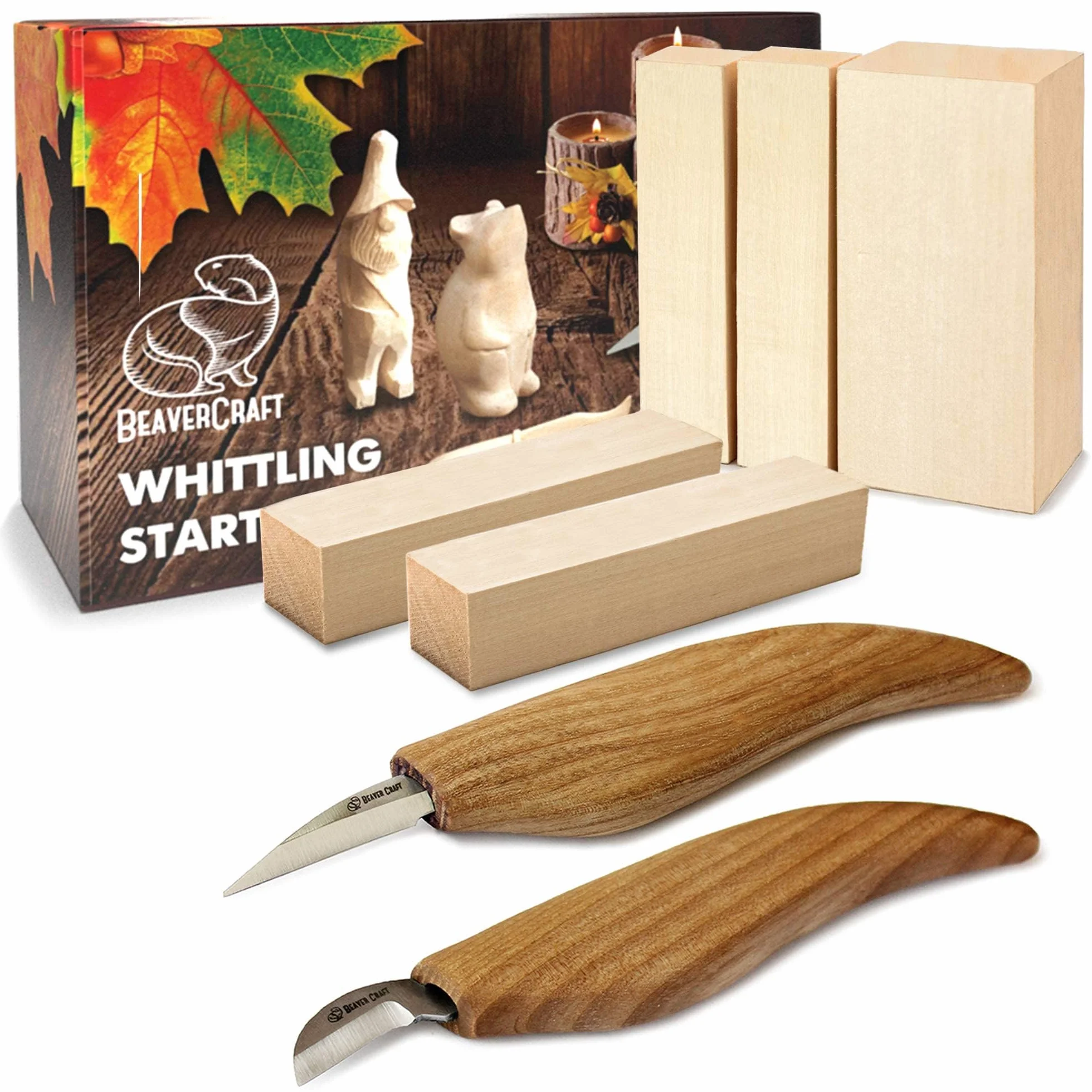 BeaverCraft S16 Juego de Tallado en Madera para Niños Principiantes Cuchillos Sloyd Detalle Bloques Tilo
