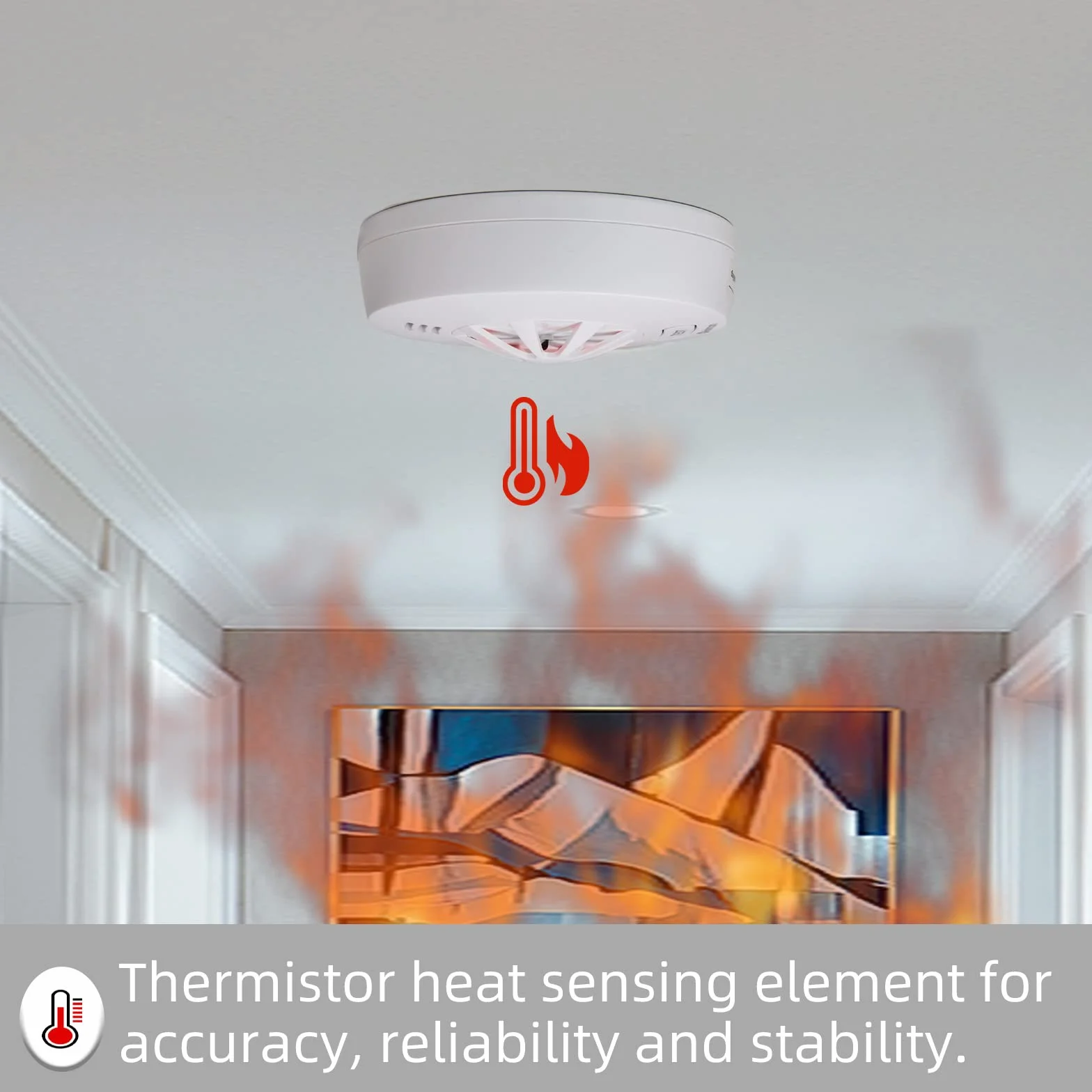 Heiman Alarma de calor para cocina con interconexión inalámbrica, con batería de 10 años, certificado BS EN IEC 62368, alarma de calor interconectada para cocina, cumple con la ley de Escocia