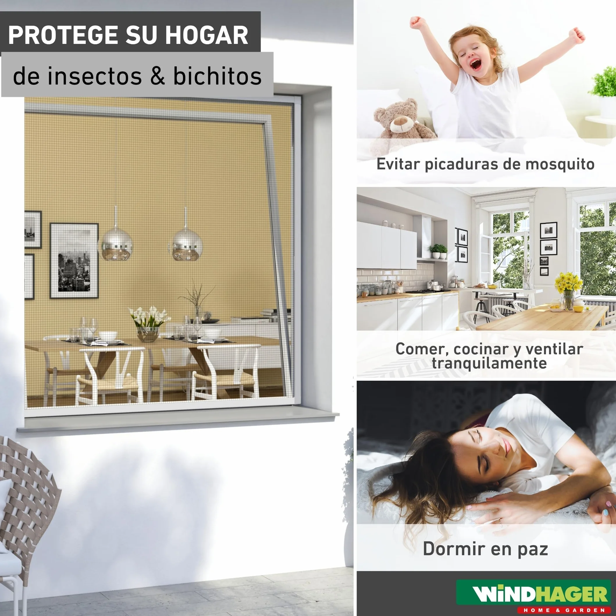 Windhager Mosquitera Marco Tensor Expert, mosquitera Marco de Aluminio para Ventanas 140 x 150 cm, Blanco, 04338