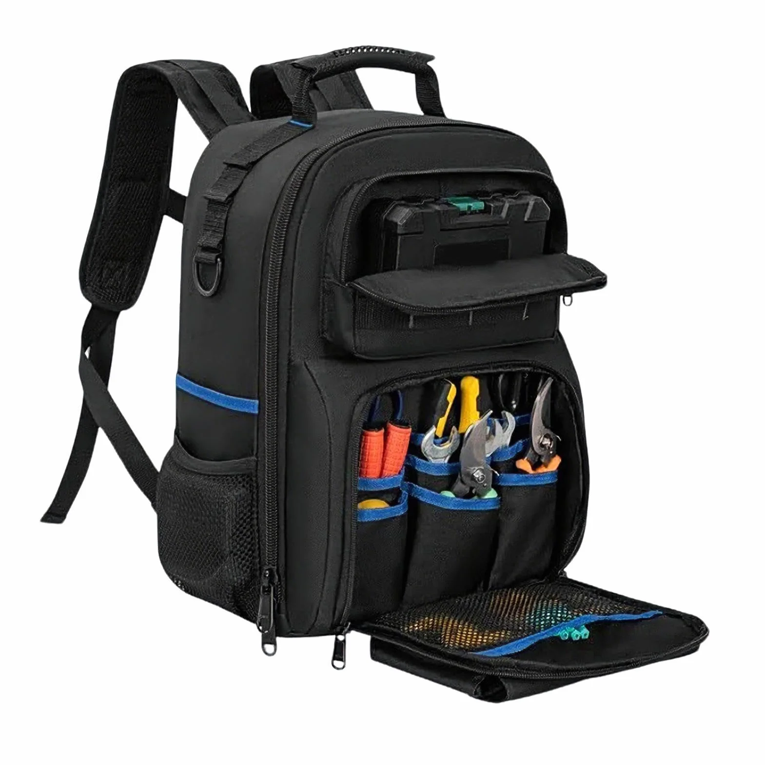 Mochila Para Electricista: De Herramientas Para Electricista, De Herramientas Con Fondo Rígido, Mochila De Trabajo Con Almacenamiento En El Fondo Rígido | Organizador De Trabajo Con Múltip