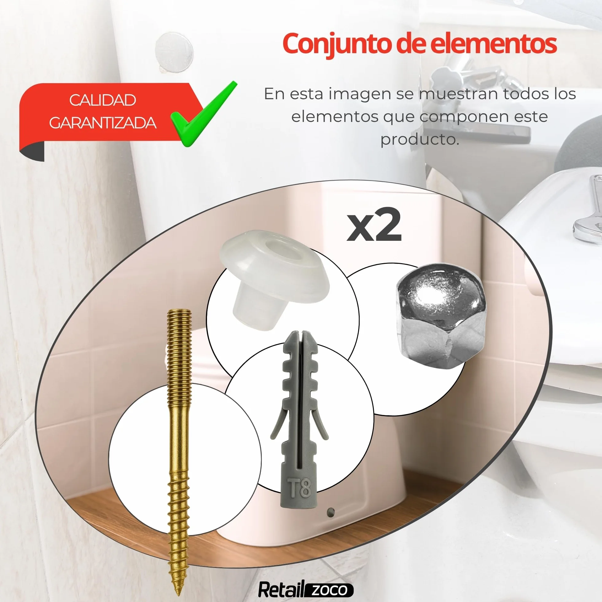 Tacos de acero inoxidable para inodoro y bidé de suelo con orificio vertical, Kit de fijación vertical para WC, Tornillo para bidé vertical, Acero Inoxidable, Pack de 2 tornillos