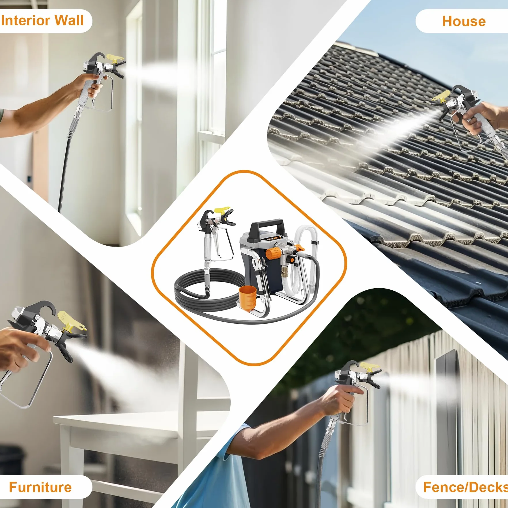 MAXXT Pistola Eléctrica de Pintura Airless, 1300W, Pulverizador para Vallas, Muebles, Paredes y Puertas