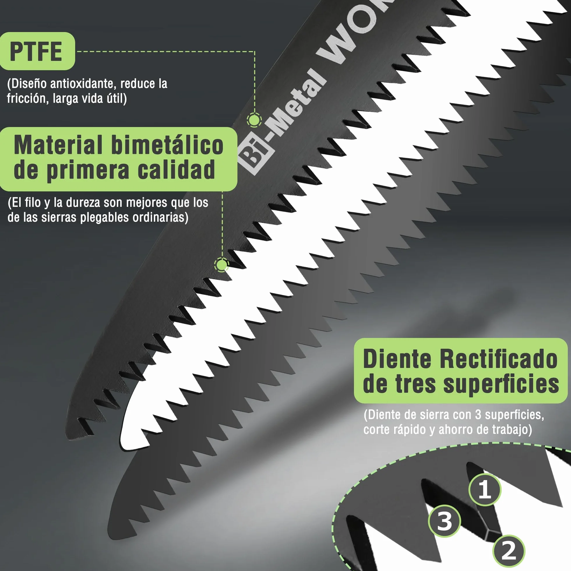 WORKPRO Sierra de Podar, Sierra Plegable, Serrucho de Poda con Bloqueo Seguro, Hoja de Sierra Bi-material D6A y M2, Sierra Plegable de Agarre Suave para Madera, Jardinería