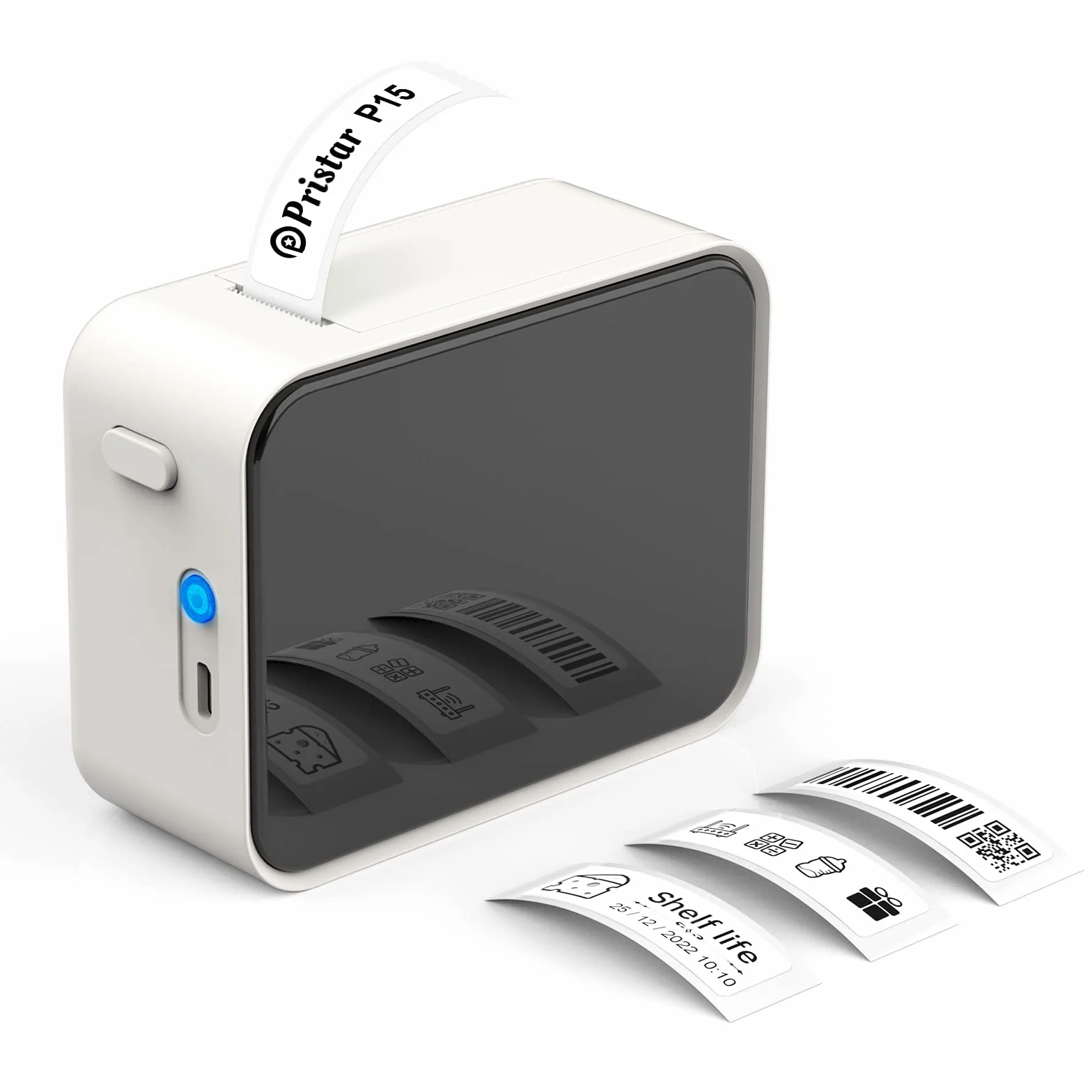 Pristar P15 Etiquetadora Mini Impresora de Etiquetas Portátil Térmica, Compatible con iOS y Android, Beige