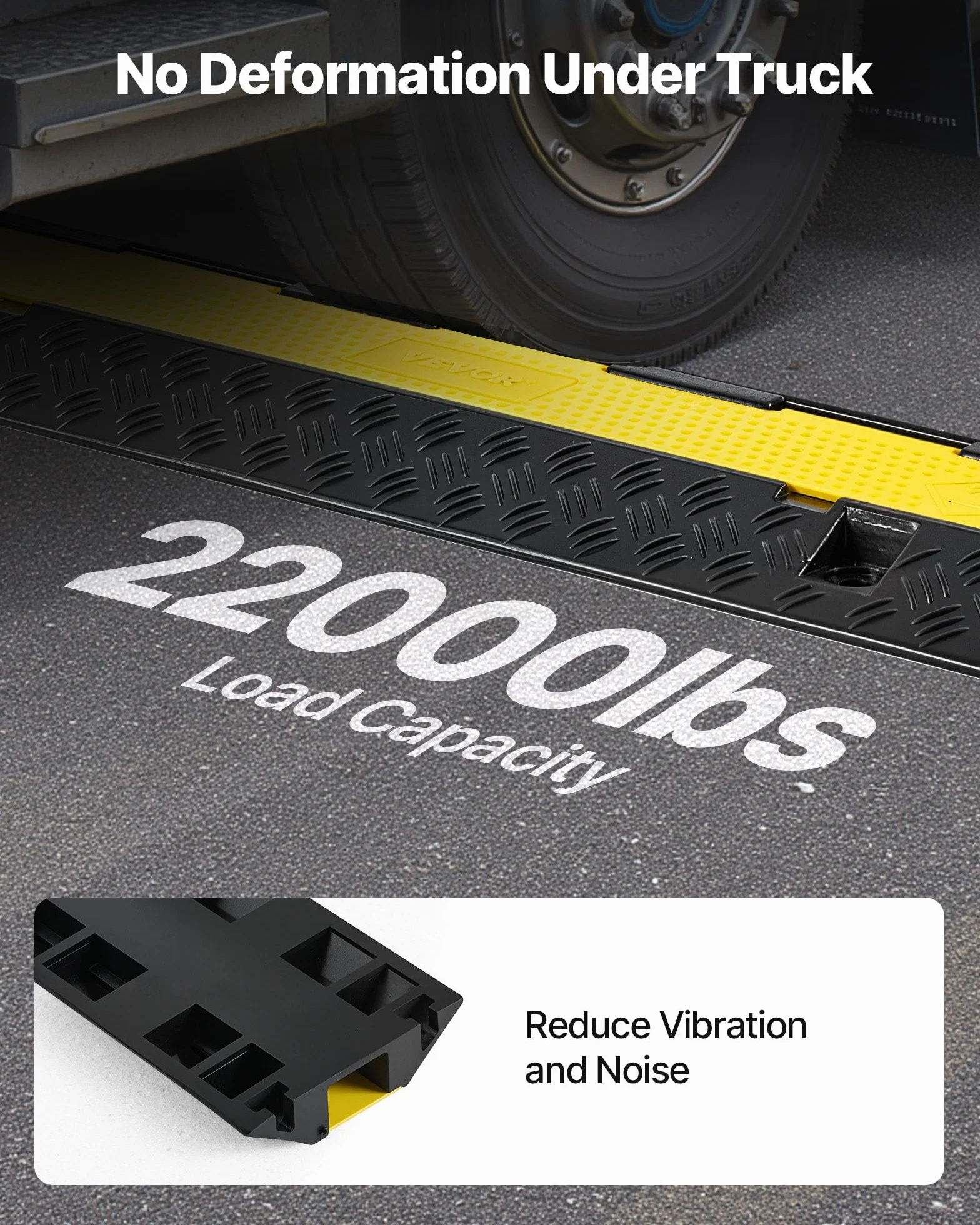 VEVOR Protector de Cables para Suelo de 2 Canales 32 x 31 mm Rampa de Protección de Cable 9979 kg Caucho