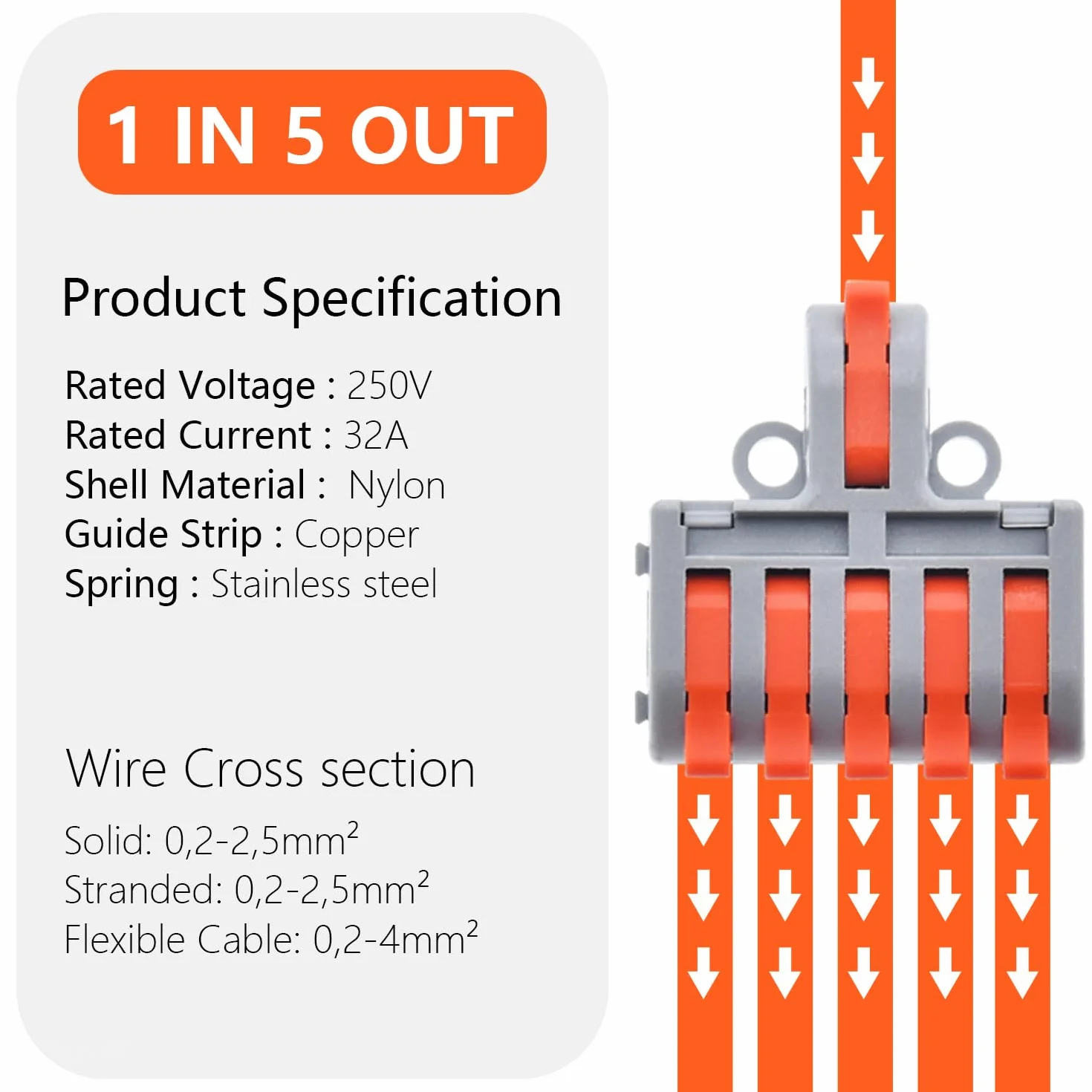 Conectores Eléctricos Compactos con Palanca, 13 Piezas, 0,2-4mm² Cables